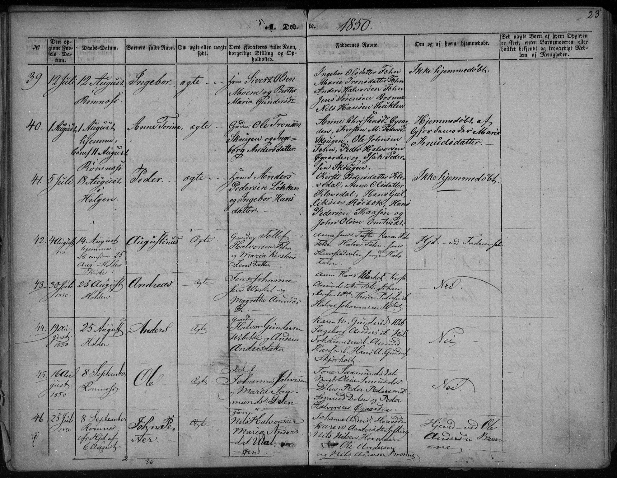 Holla kirkebøker, AV/SAKO-A-272/F/Fa/L0005: Parish register (official) no. 5, 1849-1860, p. 23