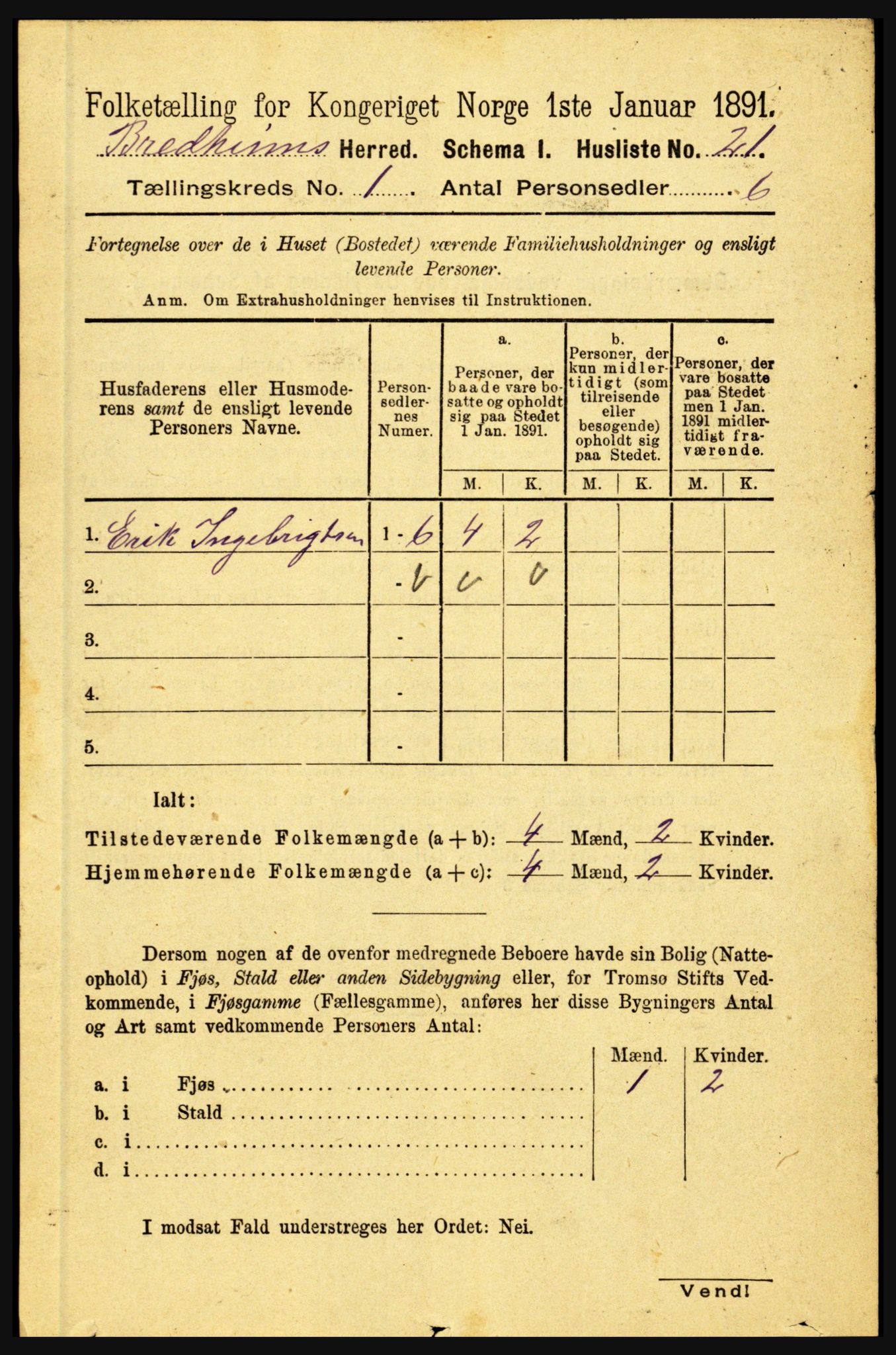 RA, 1891 census for 1446 Breim, 1891, p. 39