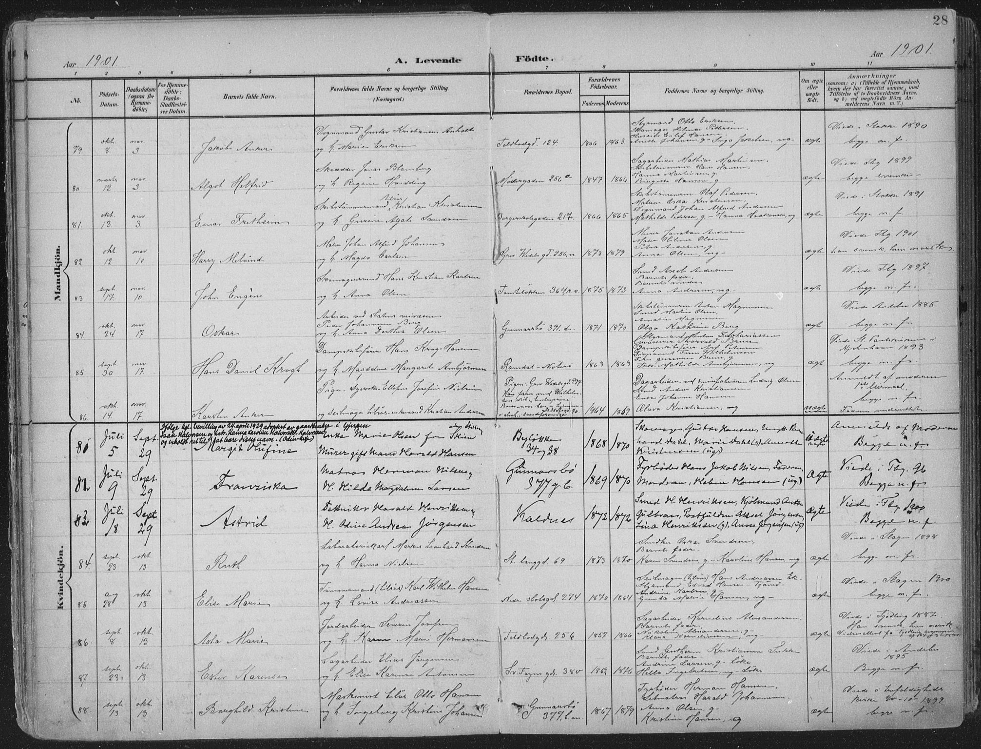 Tønsberg kirkebøker, SAKO/A-330/F/Fa/L0014: Parish register (official) no. I 14, 1900-1913, p. 28