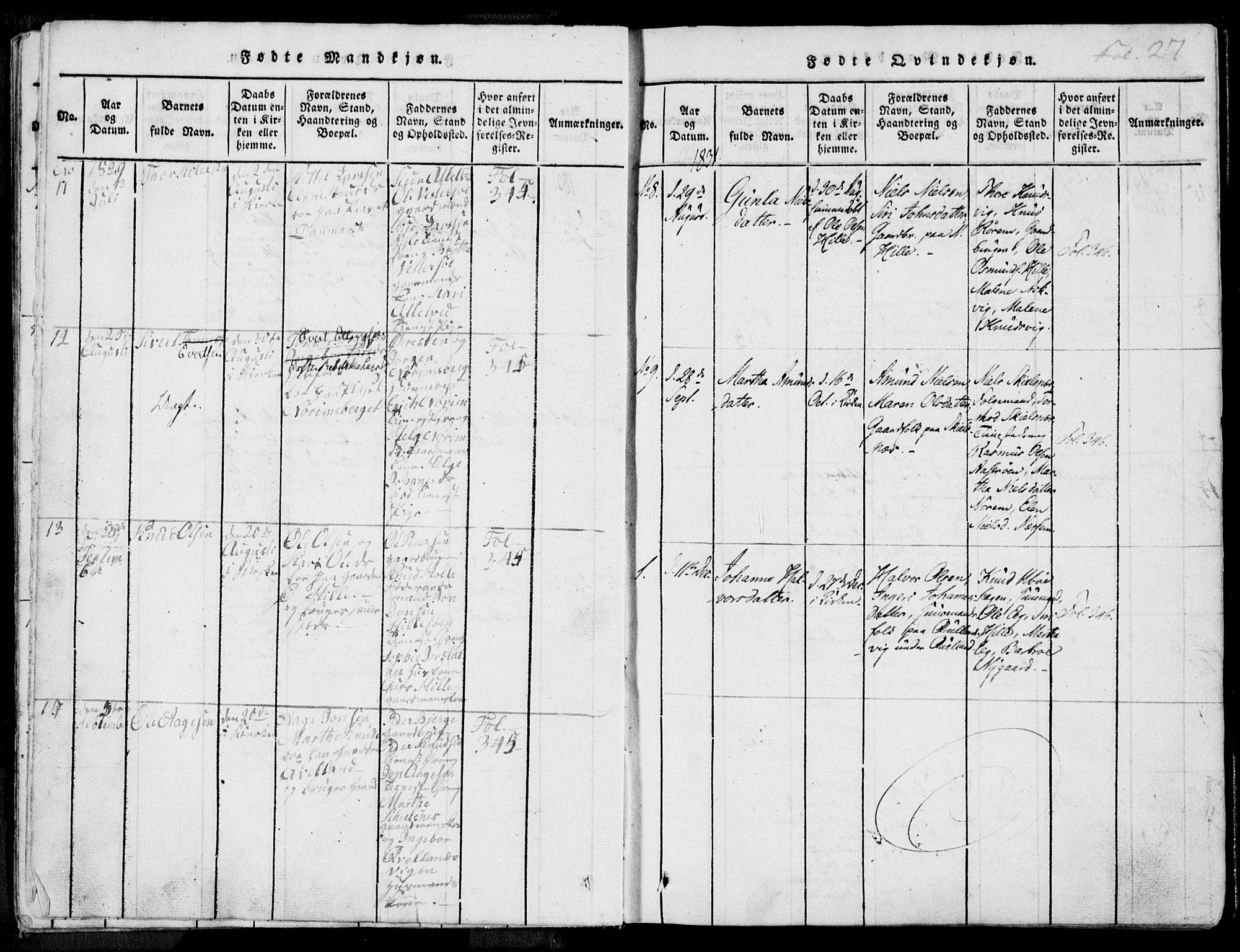 Nedstrand sokneprestkontor, AV/SAST-A-101841/01/IV: Parish register (official) no. A 7, 1816-1870, p. 27