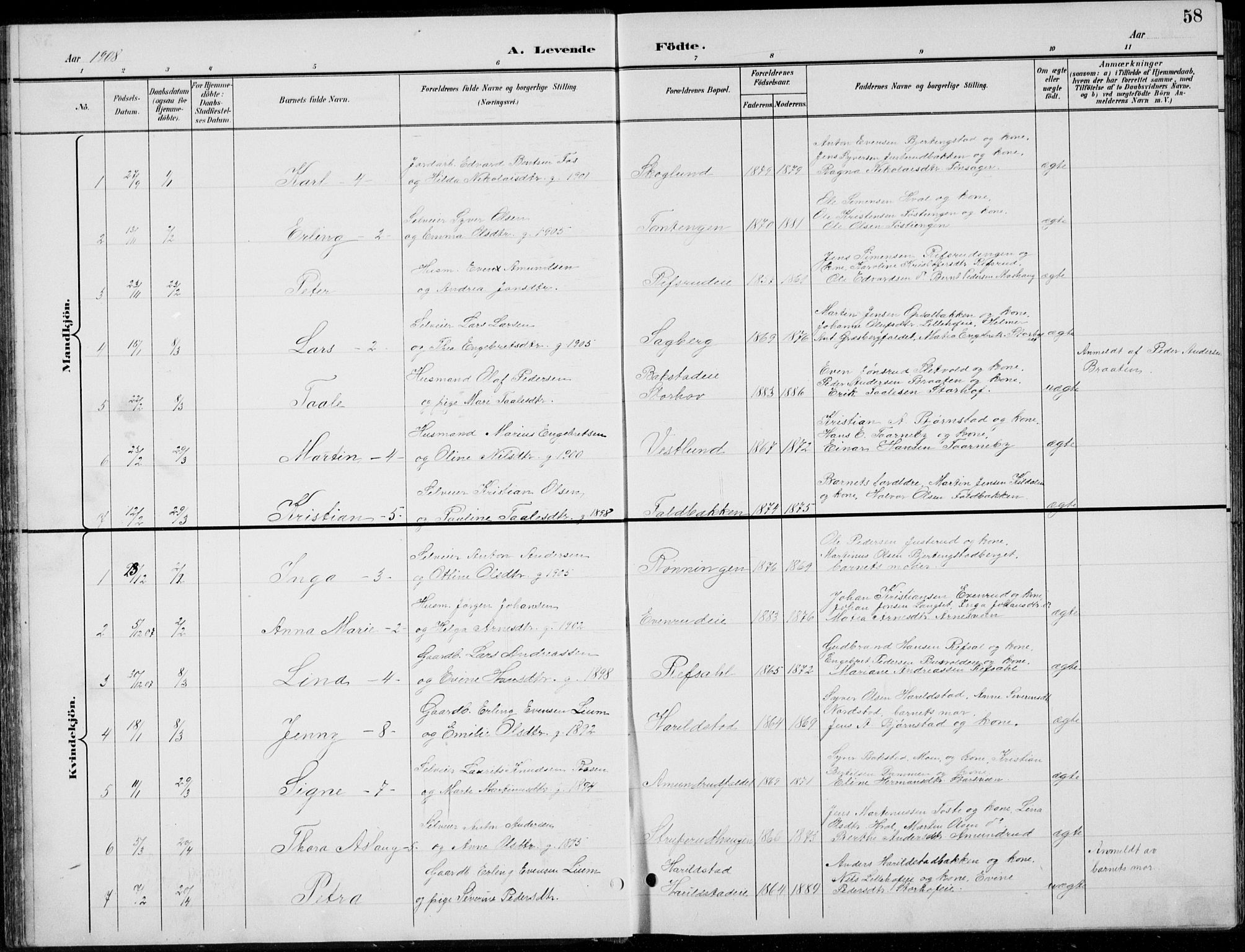 Romedal prestekontor, AV/SAH-PREST-004/L/L0013: Parish register (copy) no. 13, 1896-1937, p. 58