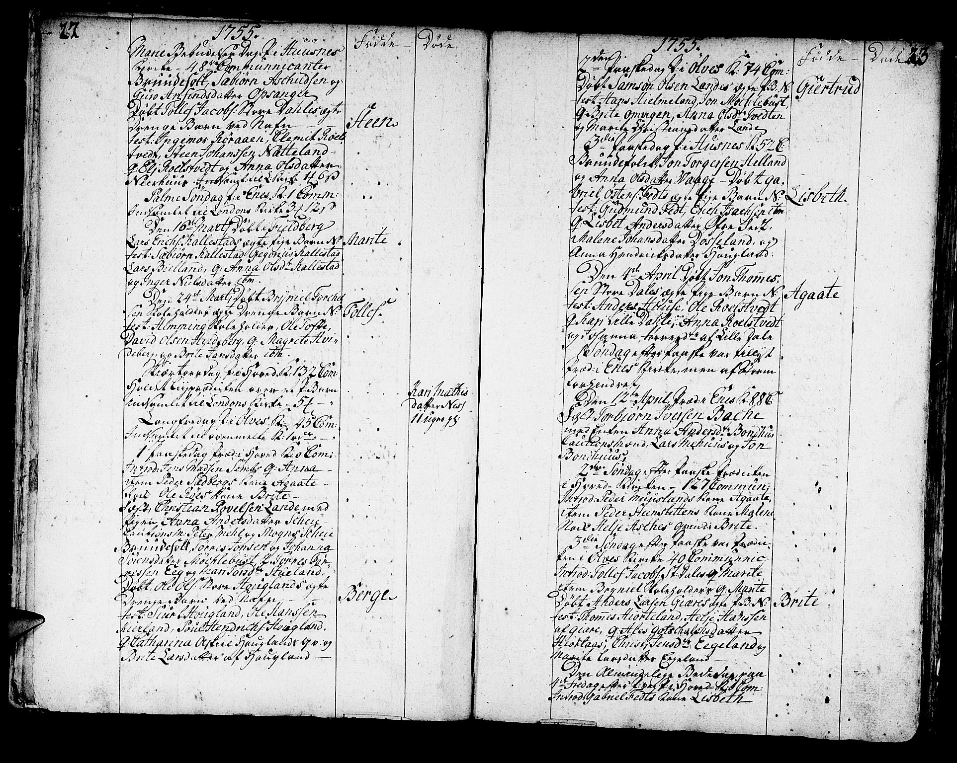 Kvinnherad sokneprestembete, AV/SAB-A-76401/H/Haa: Parish register (official) no. A 3, 1754-1777, p. 22-23