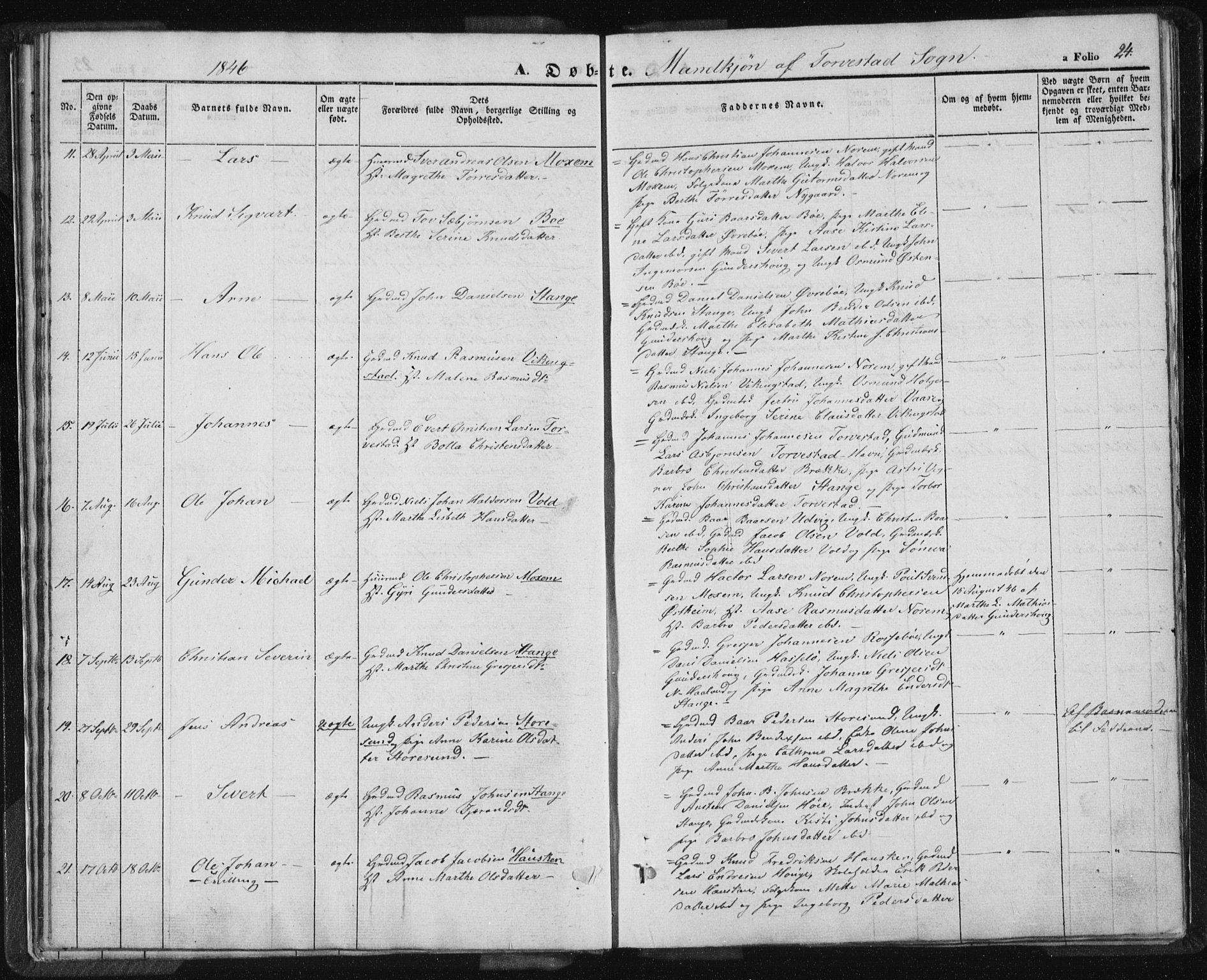 Torvastad sokneprestkontor, SAST/A -101857/H/Ha/Haa/L0005: Parish register (official) no. A 5, 1836-1847, p. 24