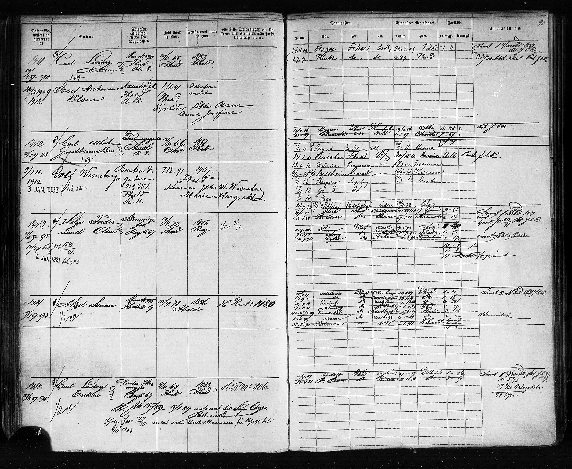 Halden mønstringskontor, AV/SAO-A-10569a/F/Fc/Fca/L0005: Annotasjonsrulle, 1875-1910, p. 93