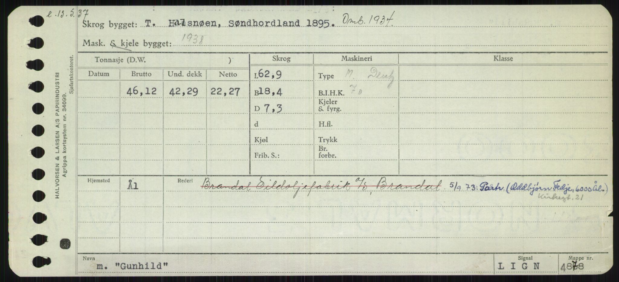 Sjøfartsdirektoratet med forløpere, Skipsmålingen, RA/S-1627/H/Ha/L0002/0002: Fartøy, Eik-Hill / Fartøy, G-Hill, p. 329