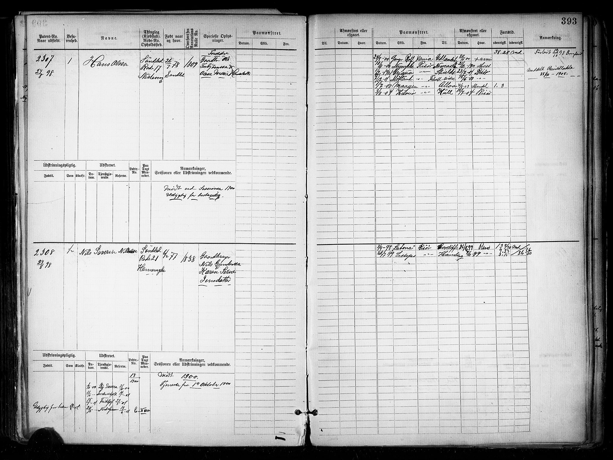 Risør mønstringskrets, AV/SAK-2031-0010/F/Fb/L0012: Hovedrulle nr 1528-2474, T-11, 1884-1904, p. 419