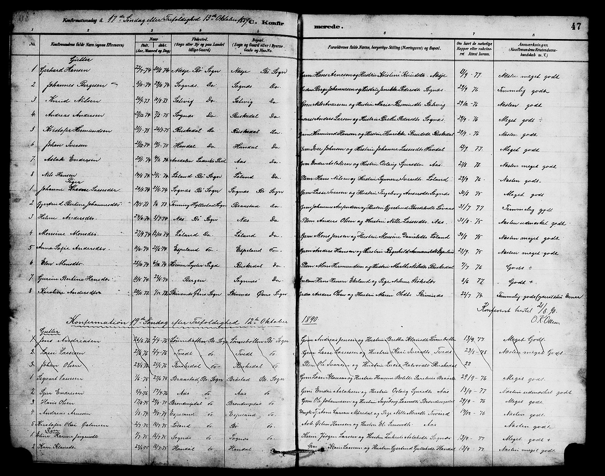 Hyllestad sokneprestembete, SAB/A-80401: Parish register (copy) no. B 2, 1889-1915, p. 47