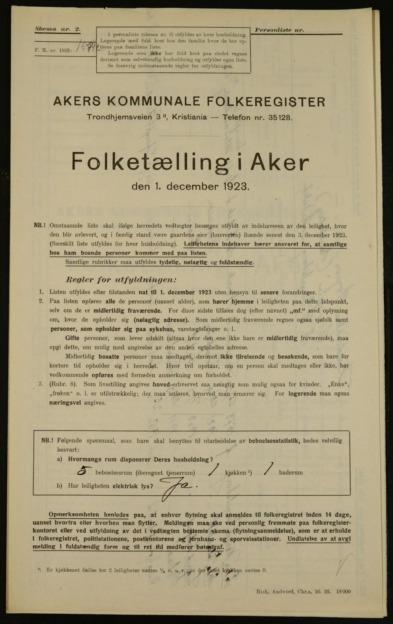 , Municipal Census 1923 for Aker, 1923, p. 17899