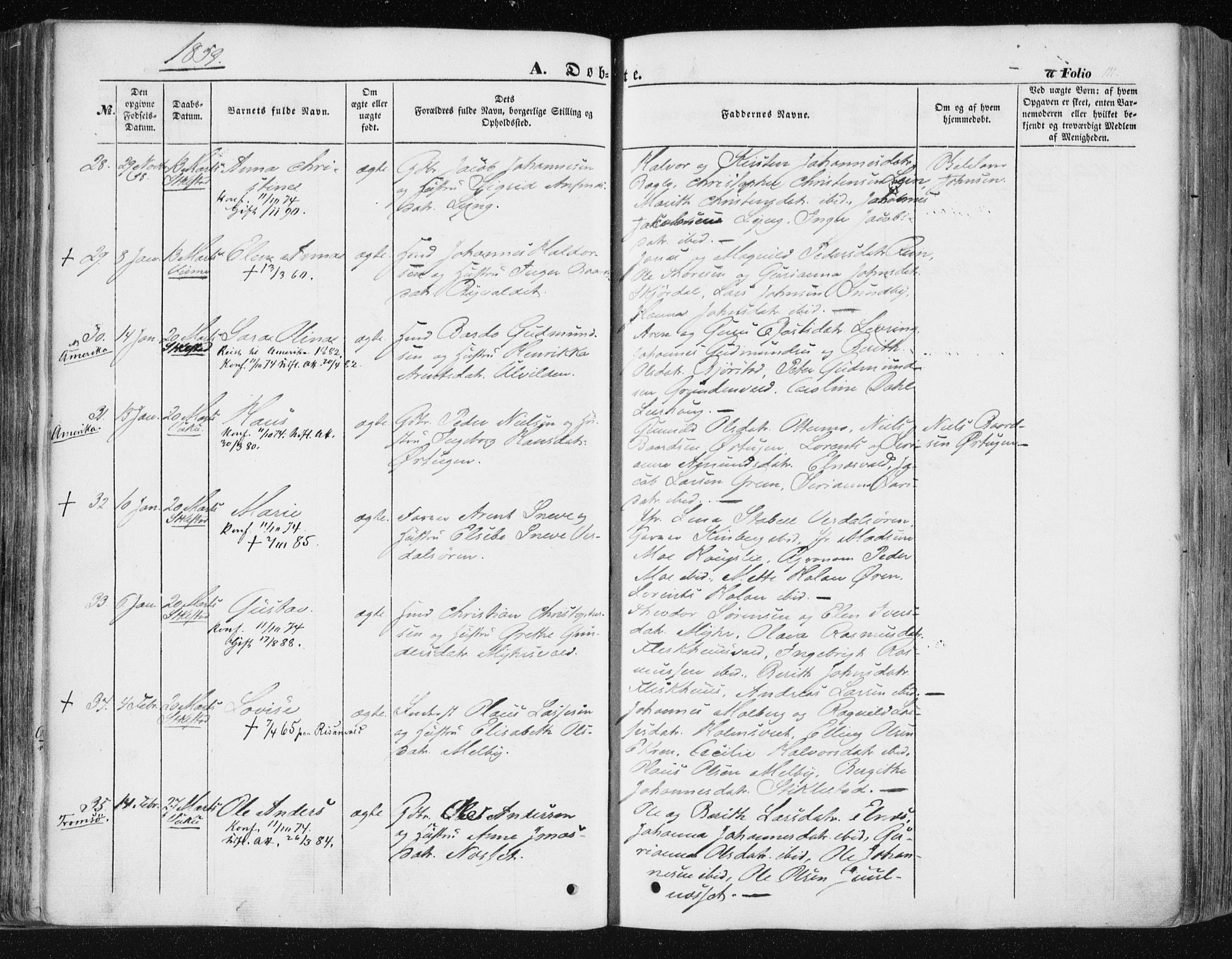 Ministerialprotokoller, klokkerbøker og fødselsregistre - Nord-Trøndelag, AV/SAT-A-1458/723/L0240: Parish register (official) no. 723A09, 1852-1860, p. 111