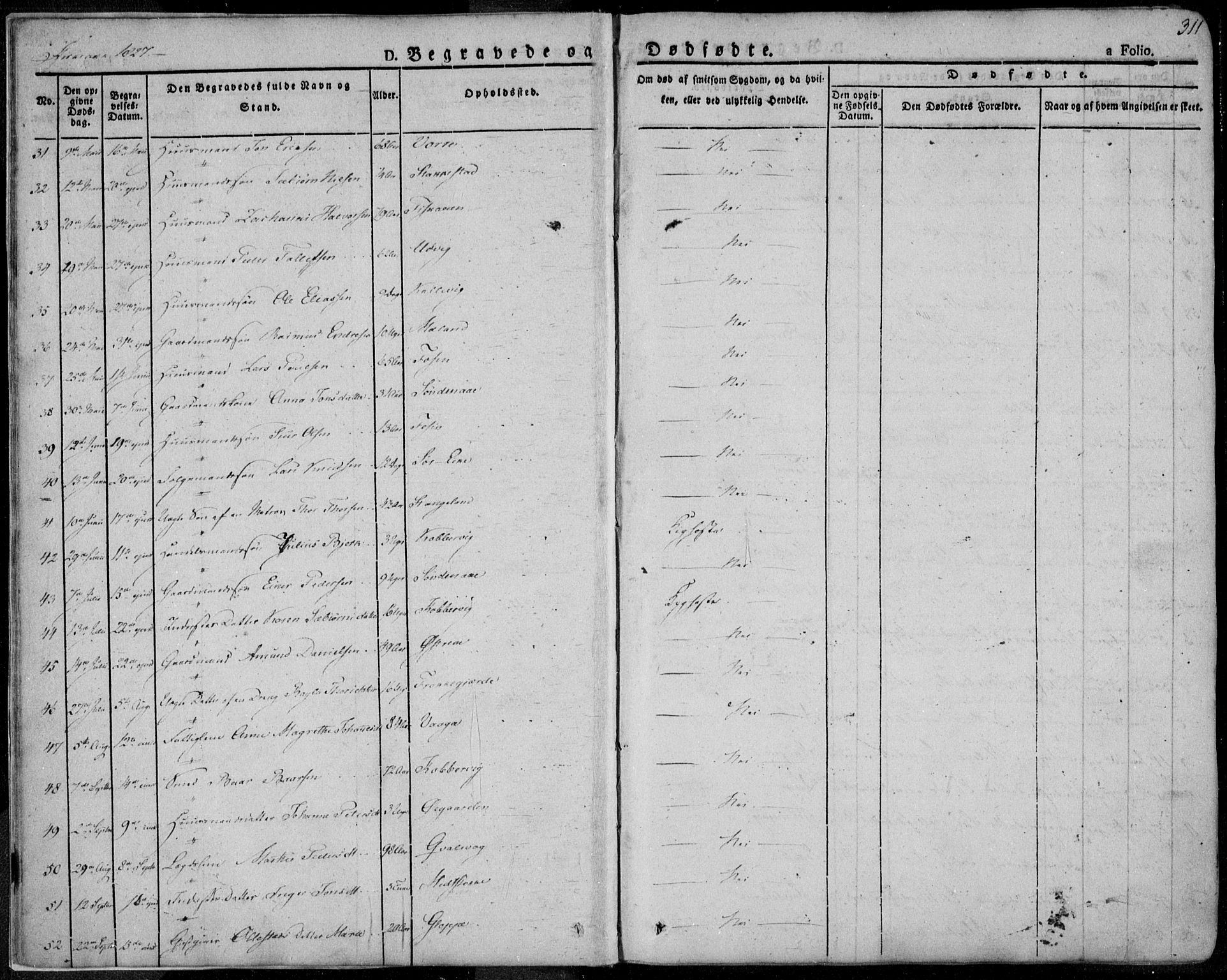 Avaldsnes sokneprestkontor, AV/SAST-A -101851/H/Ha/Haa/L0005: Parish register (official) no. A 5.2, 1825-1841, p. 311