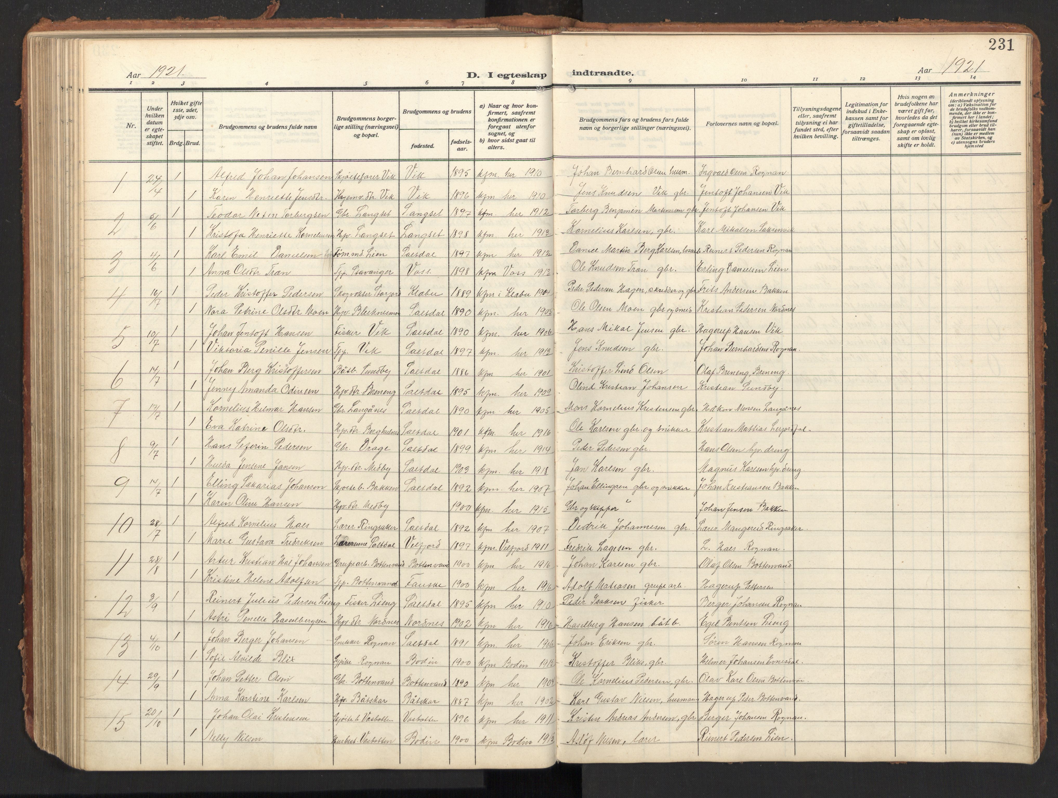 Ministerialprotokoller, klokkerbøker og fødselsregistre - Nordland, SAT/A-1459/847/L0683: Parish register (copy) no. 847C11, 1908-1929, p. 231