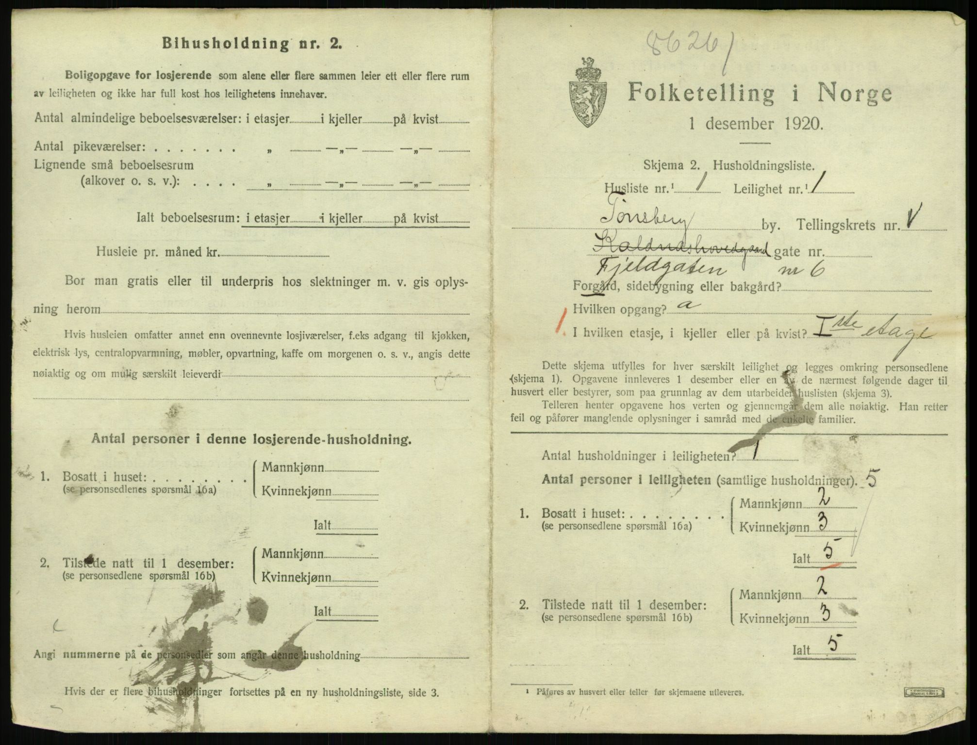 SAKO, 1920 census for Tønsberg, 1920, p. 3525