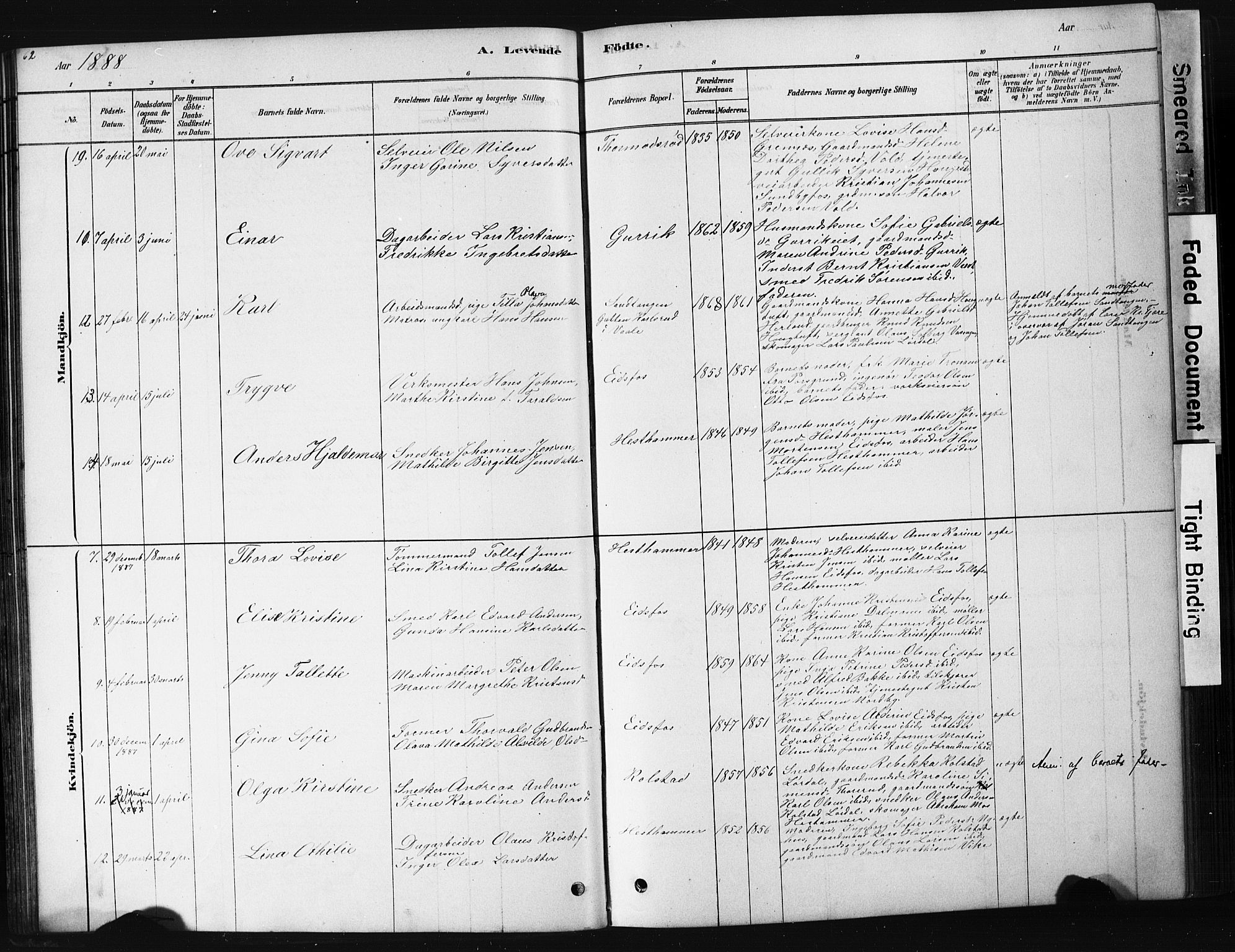 Hof kirkebøker, AV/SAKO-A-64/G/Ga/L0004: Parish register (copy) no. I 4, 1878-1930, p. 62