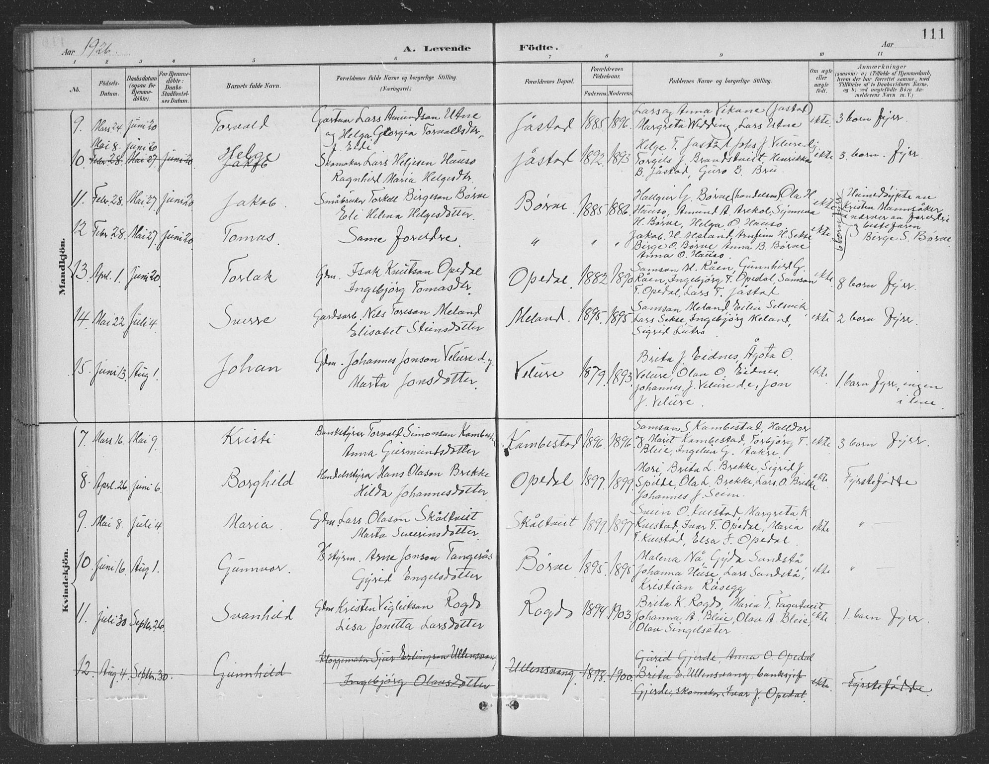 Ullensvang sokneprestembete, SAB/A-78701/H/Hab: Parish register (copy) no. B 11, 1887-1939, p. 111