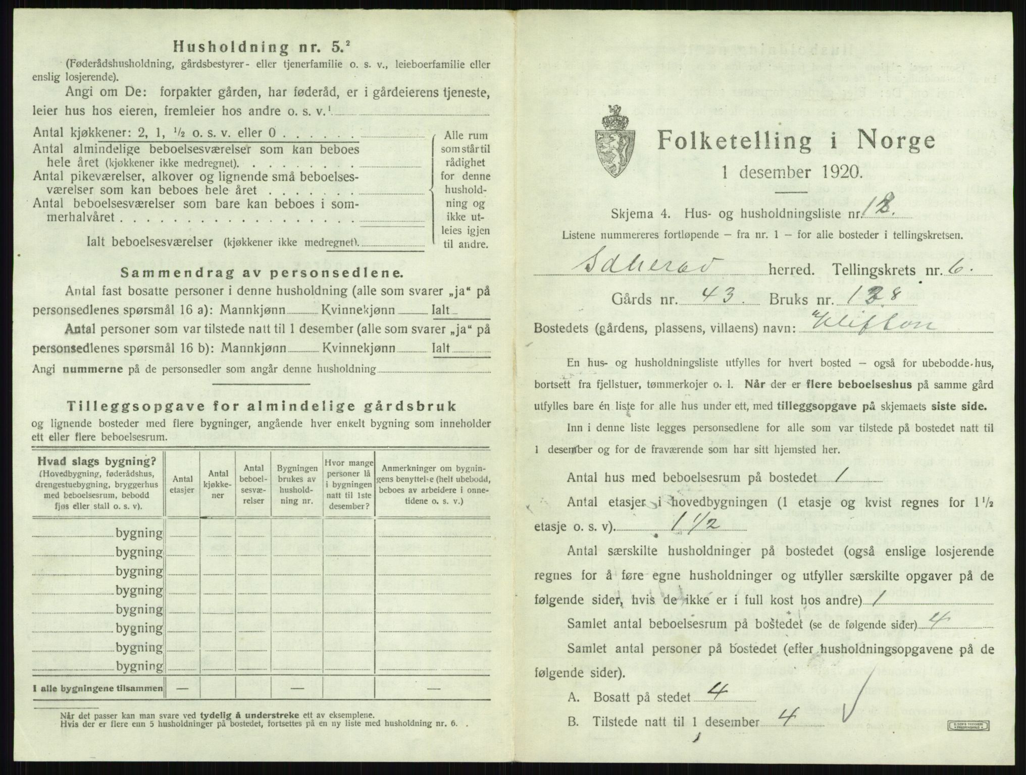 SAKO, 1920 census for Sandeherred, 1920, p. 1148