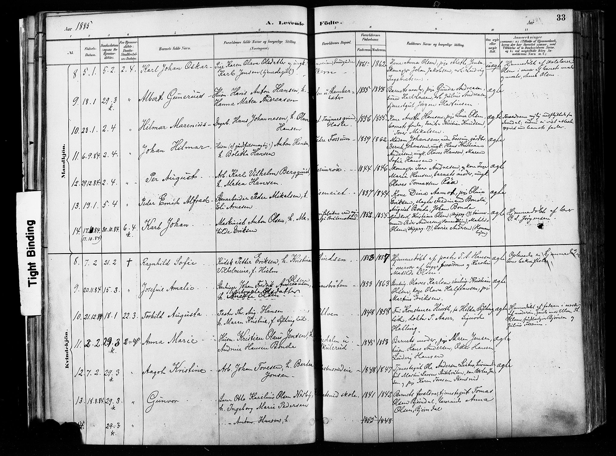 Østre Aker prestekontor Kirkebøker, AV/SAO-A-10840/F/Fa/L0008: Parish register (official) no. I 8, 1883-1894, p. 33