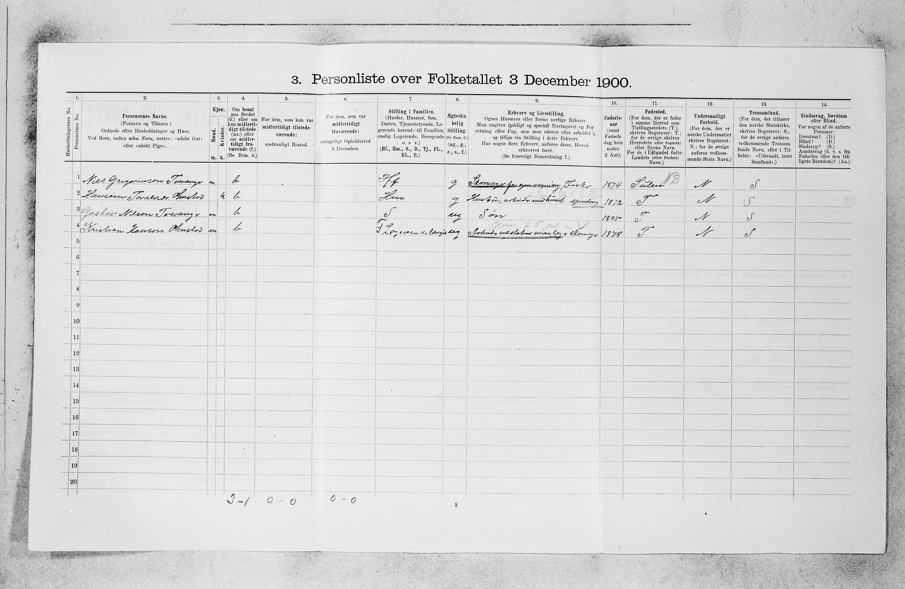 SAB, 1900 census for Aurland, 1900, p. 417