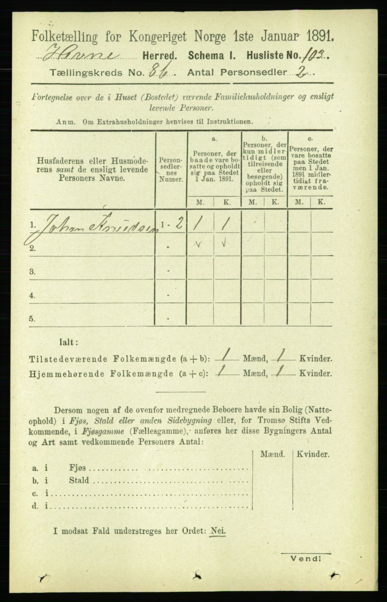 RA, 1891 census for 1612 Hemne, 1891, p. 5513