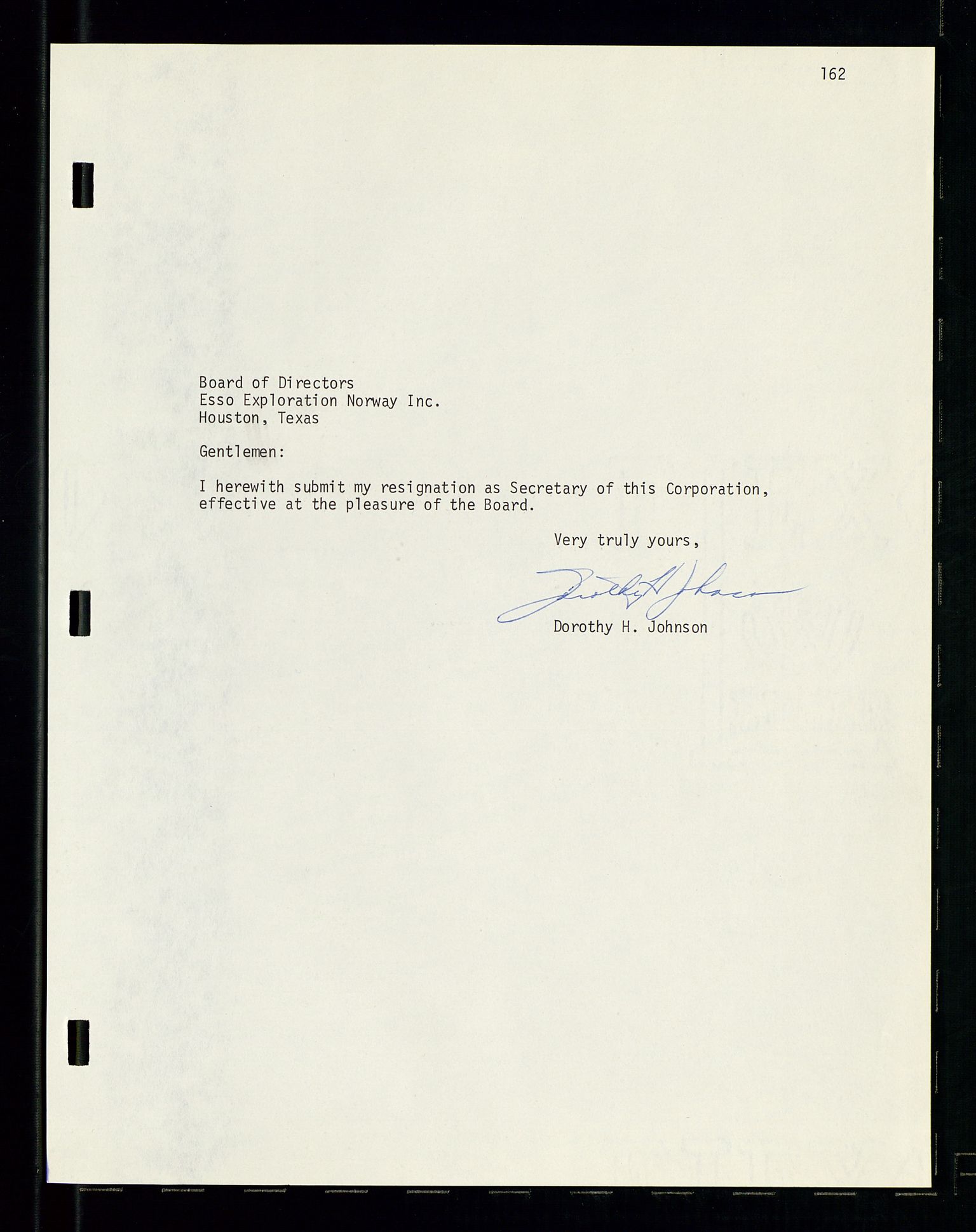 Pa 1512 - Esso Exploration and Production Norway Inc., AV/SAST-A-101917/A/Aa/L0001/0001: Styredokumenter / Corporate records, By-Laws, Board meeting minutes, Incorporations, 1965-1975, p. 162