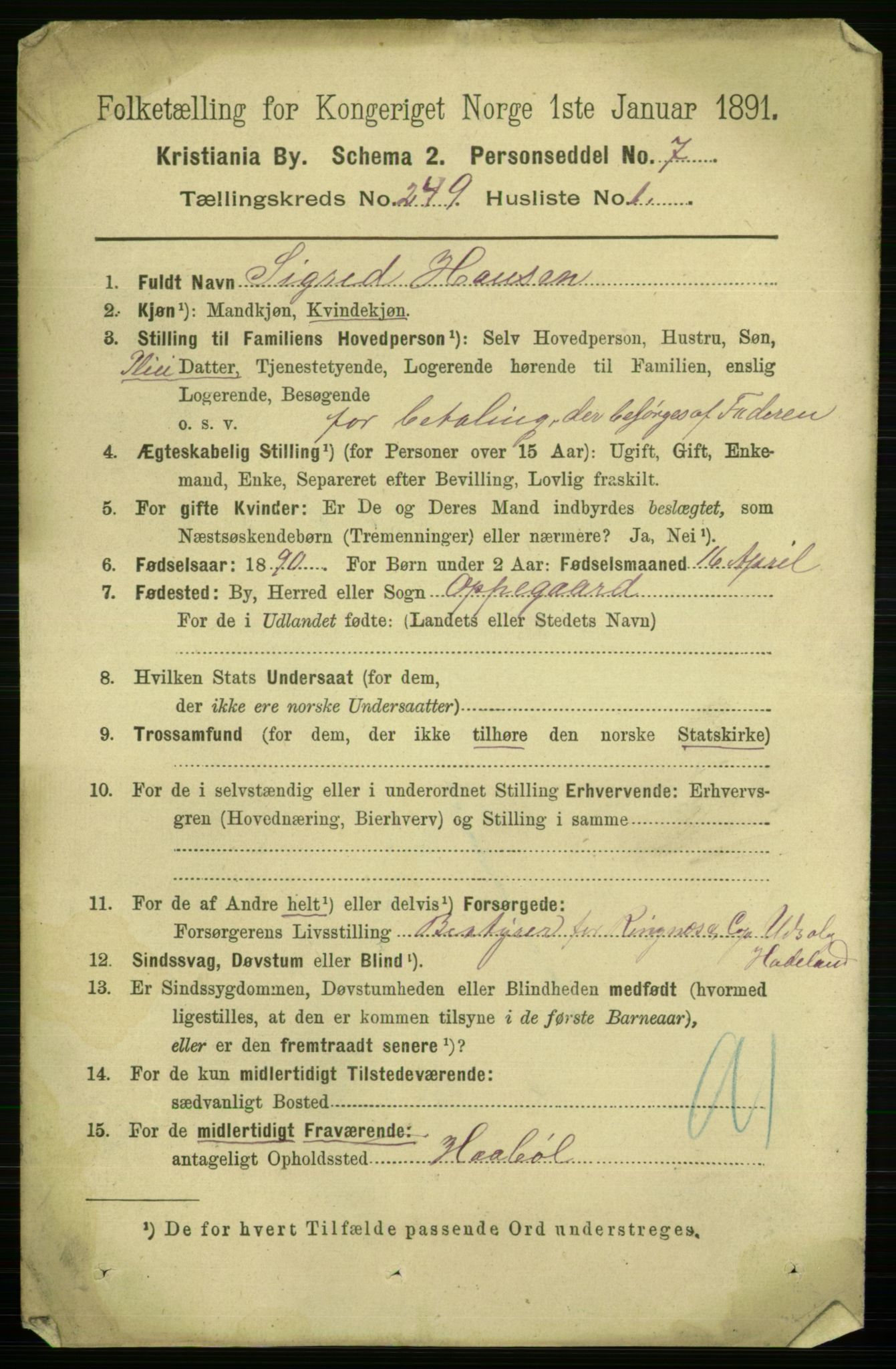 RA, 1891 census for 0301 Kristiania, 1891, p. 152320