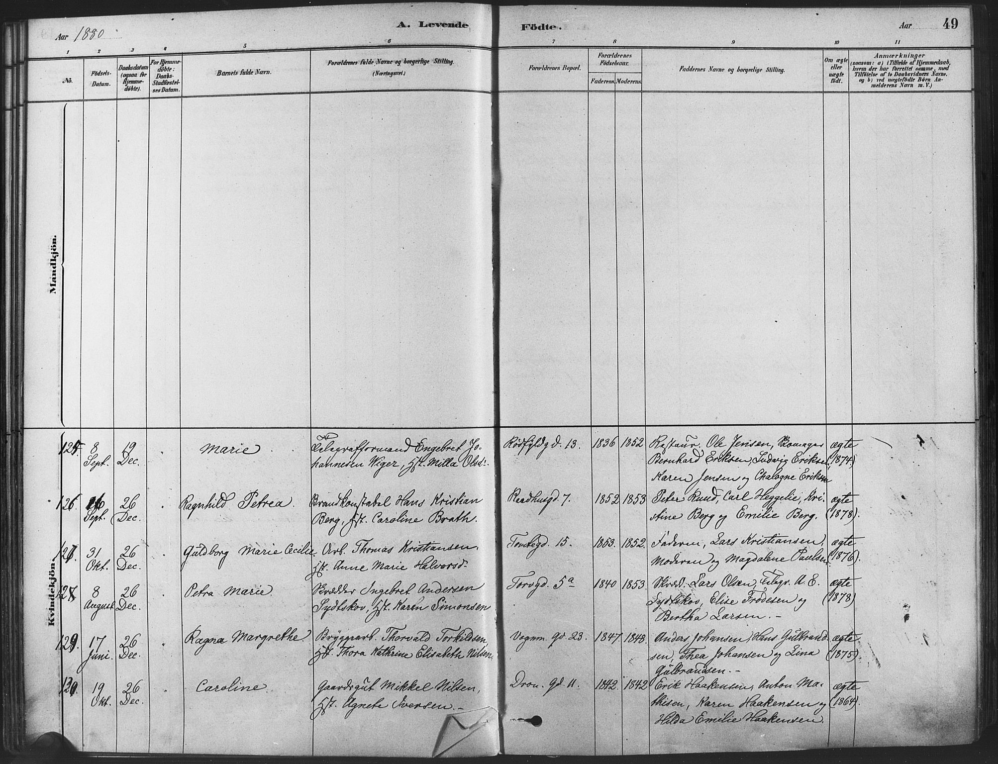 Oslo domkirke Kirkebøker, AV/SAO-A-10752/F/Fa/L0029: Parish register (official) no. 29, 1879-1892, p. 49