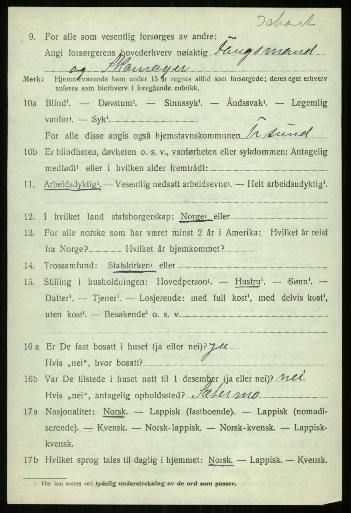 SATØ, 1920 census for Tromsøysund, 1920, p. 6225