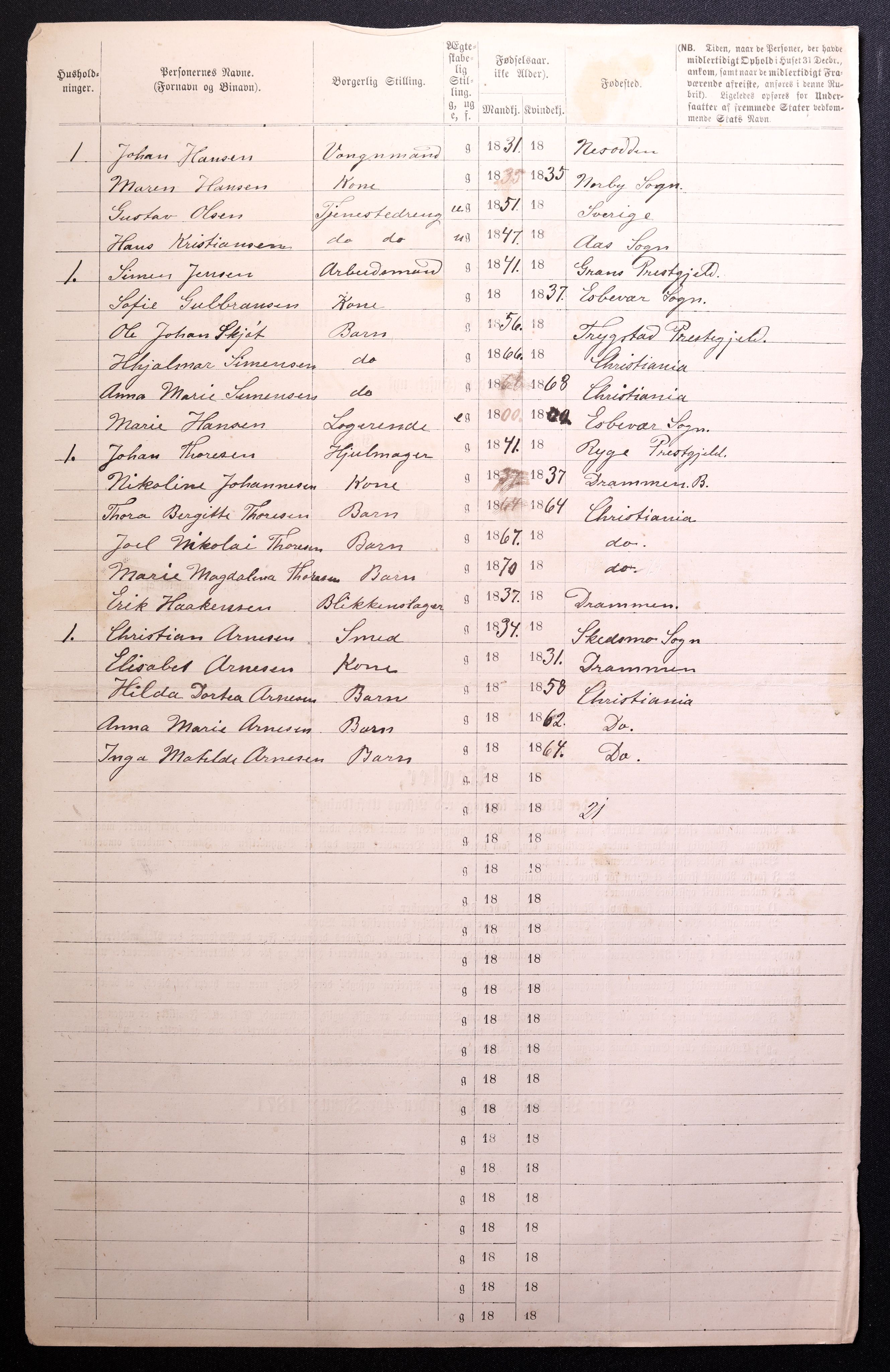 RA, 1870 census for 0301 Kristiania, 1870, p. 2468