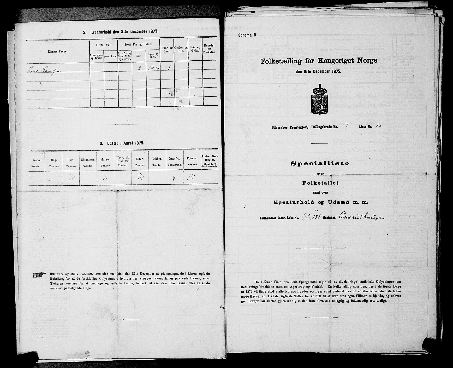 RA, 1875 census for 0235P Ullensaker, 1875, p. 934