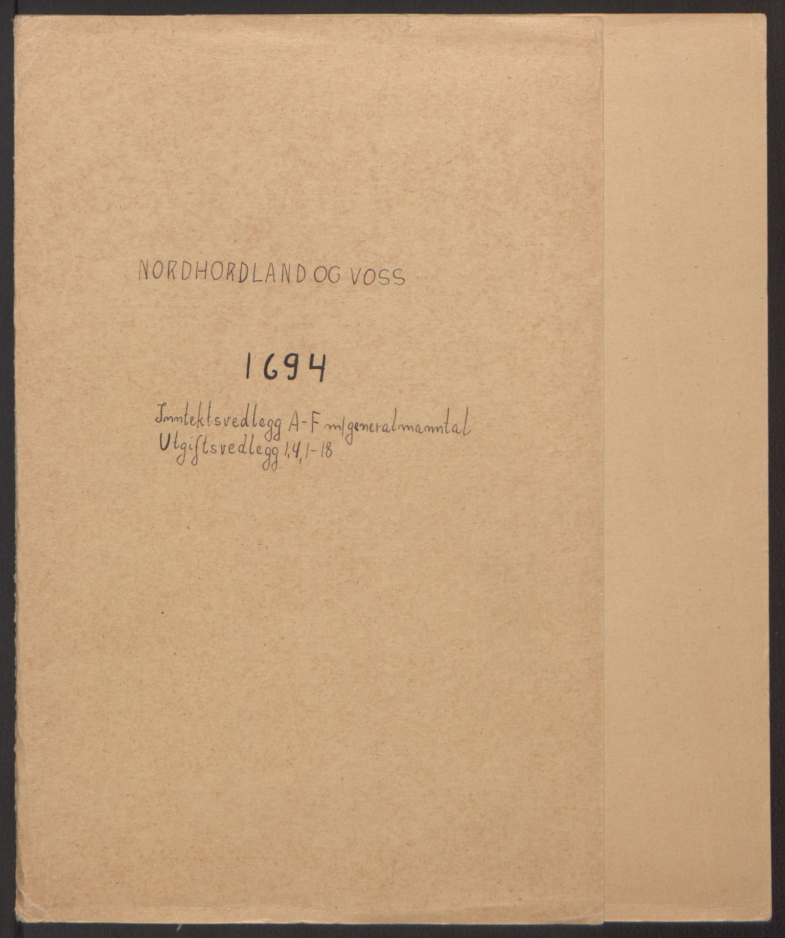 Rentekammeret inntil 1814, Reviderte regnskaper, Fogderegnskap, RA/EA-4092/R51/L3182: Fogderegnskap Nordhordland og Voss, 1694, p. 2