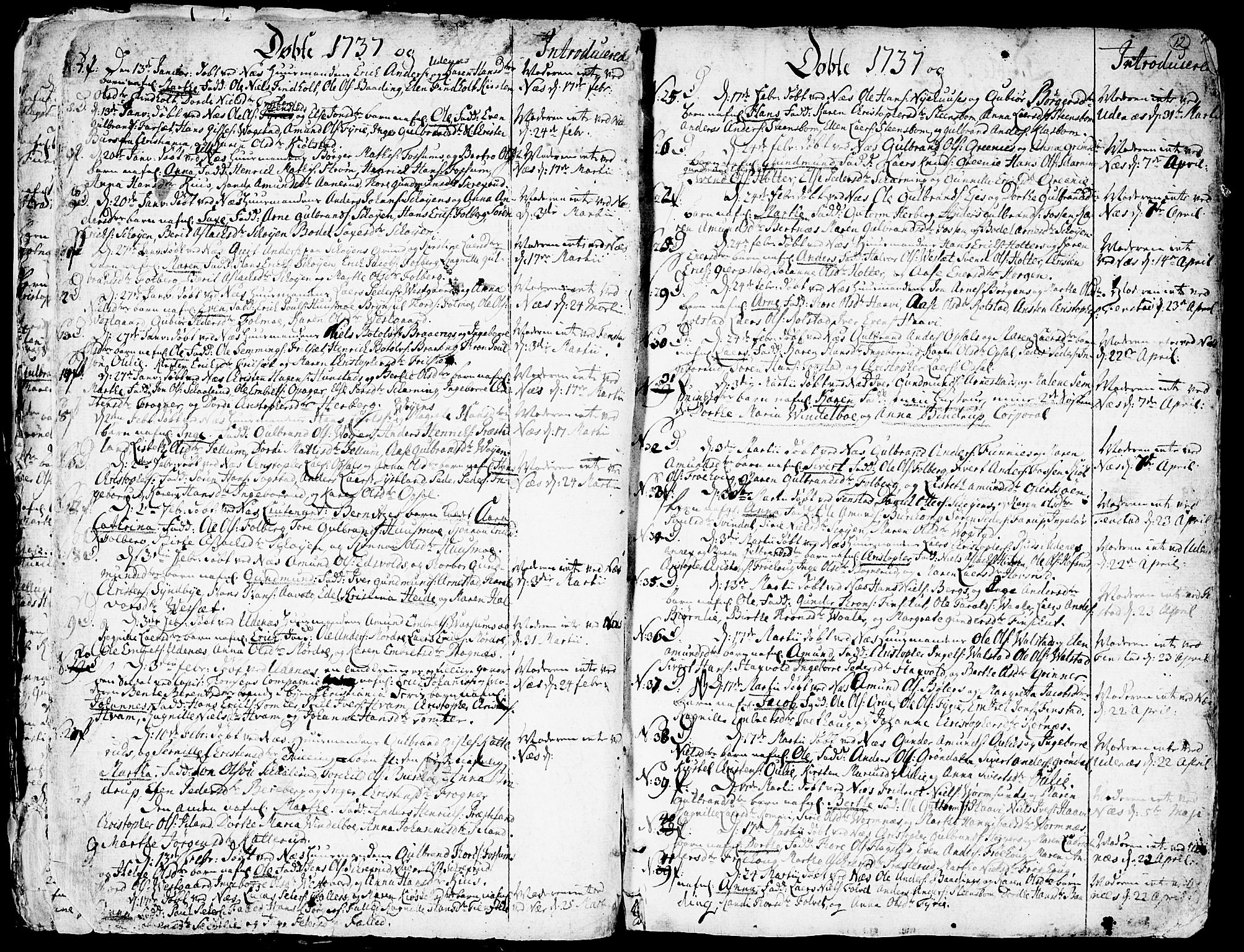 Nes prestekontor Kirkebøker, SAO/A-10410/F/Fa/L0003: Parish register (official) no. I 3, 1734-1781, p. 12