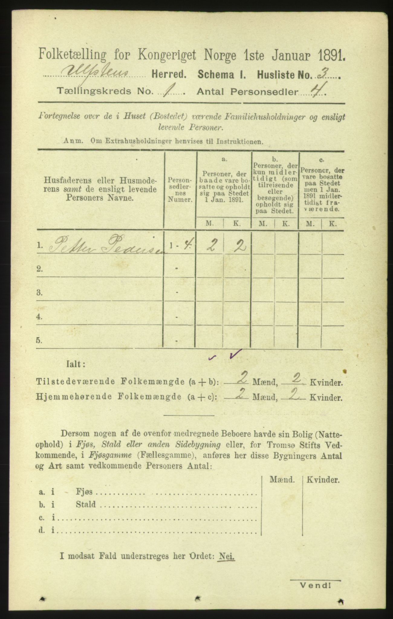 RA, 1891 census for 1516 Ulstein, 1891, p. 32