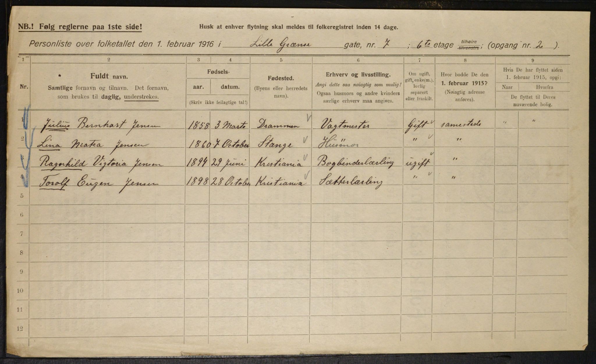 OBA, Municipal Census 1916 for Kristiania, 1916, p. 58882