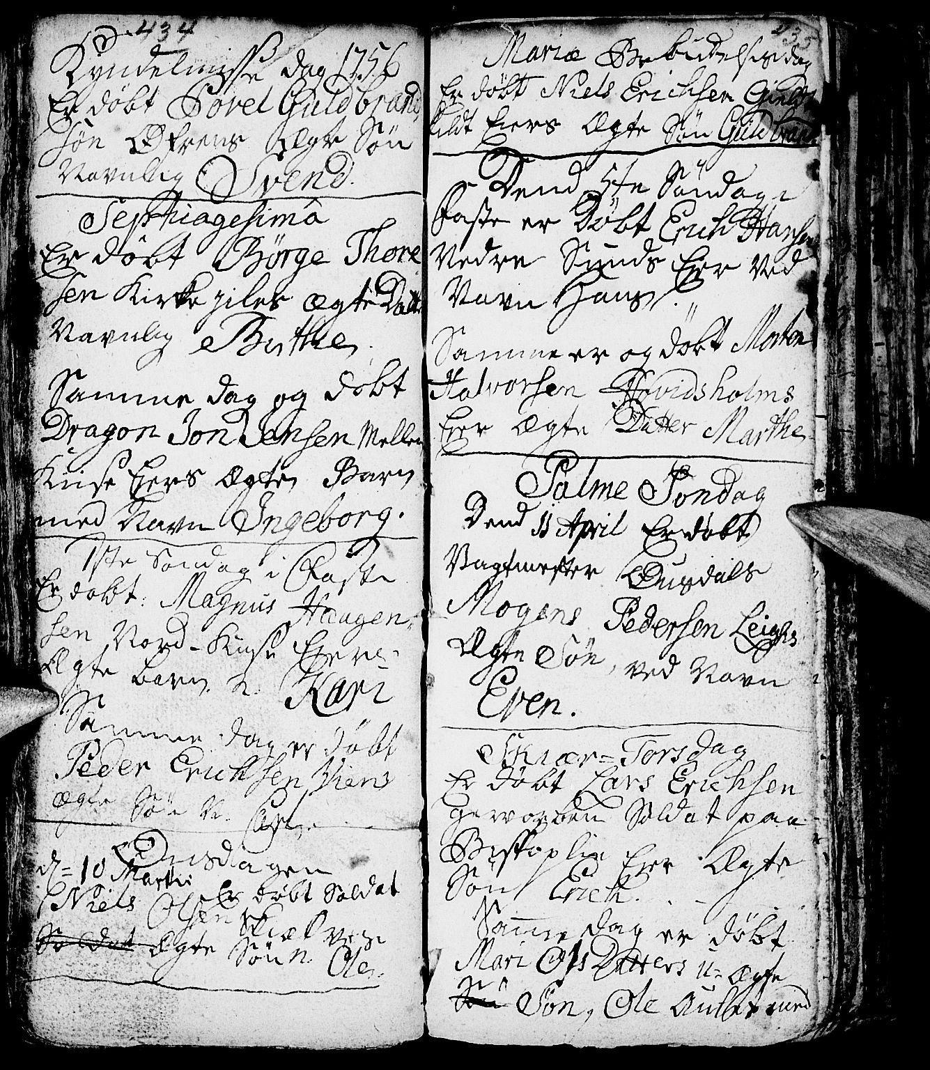 Nes prestekontor, Hedmark, AV/SAH-PREST-020/L/La/L0001: Parish register (copy) no. 1, 1663-1784, p. 434-435