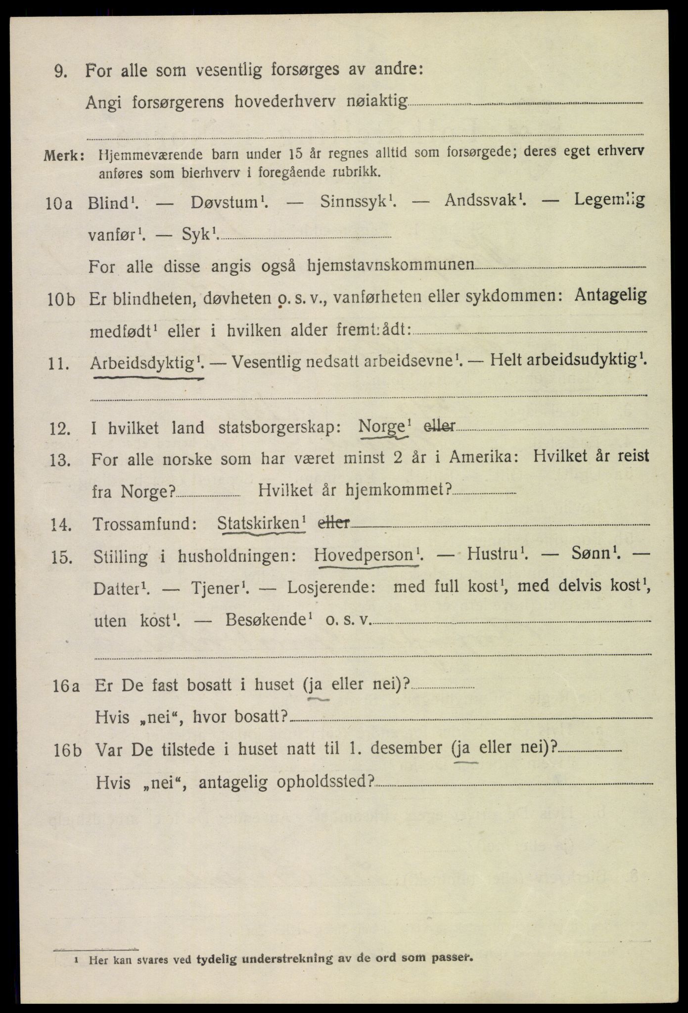 SAH, 1920 census for Vågå, 1920, p. 1279