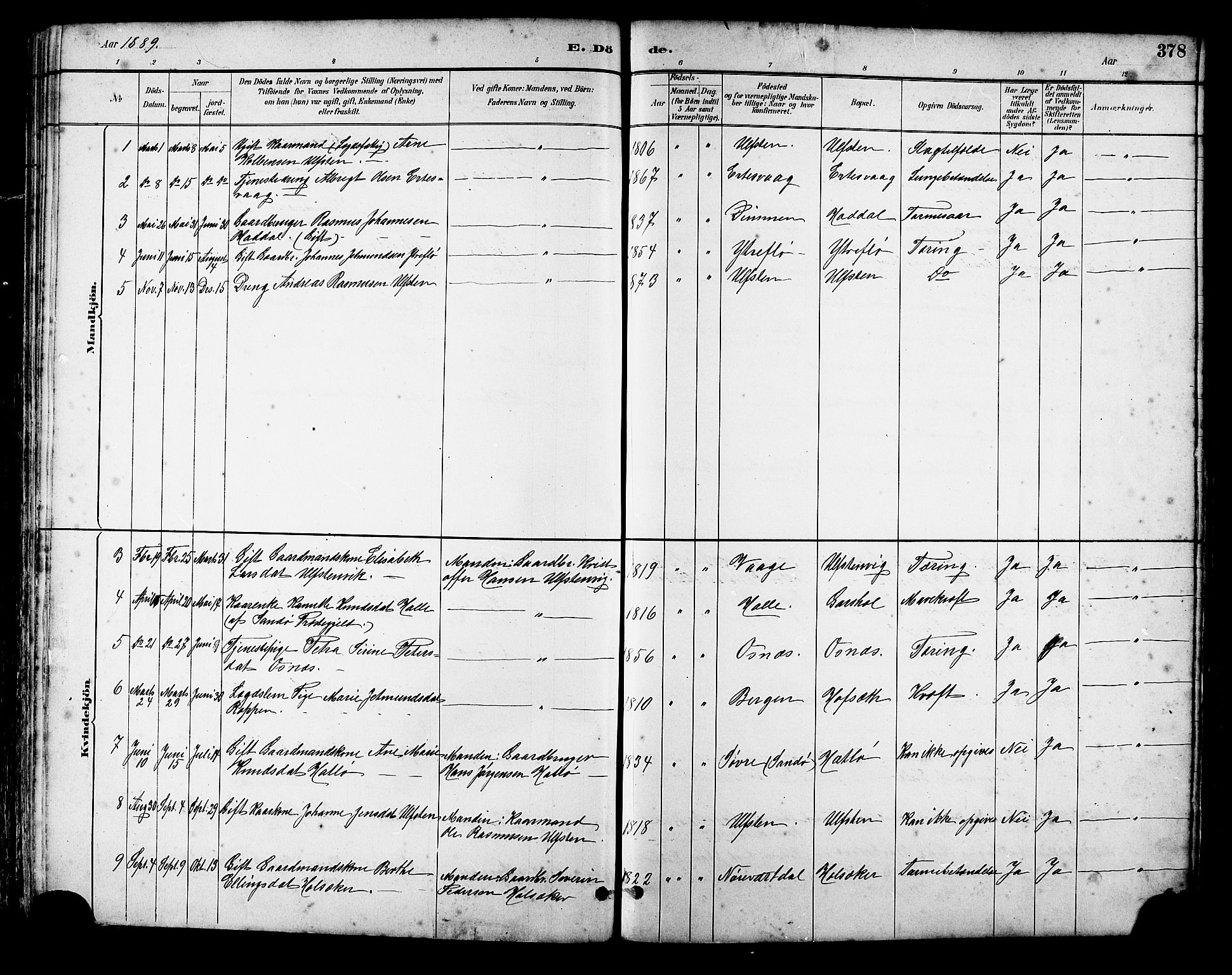 Ministerialprotokoller, klokkerbøker og fødselsregistre - Møre og Romsdal, AV/SAT-A-1454/509/L0112: Parish register (copy) no. 509C02, 1883-1922, p. 378