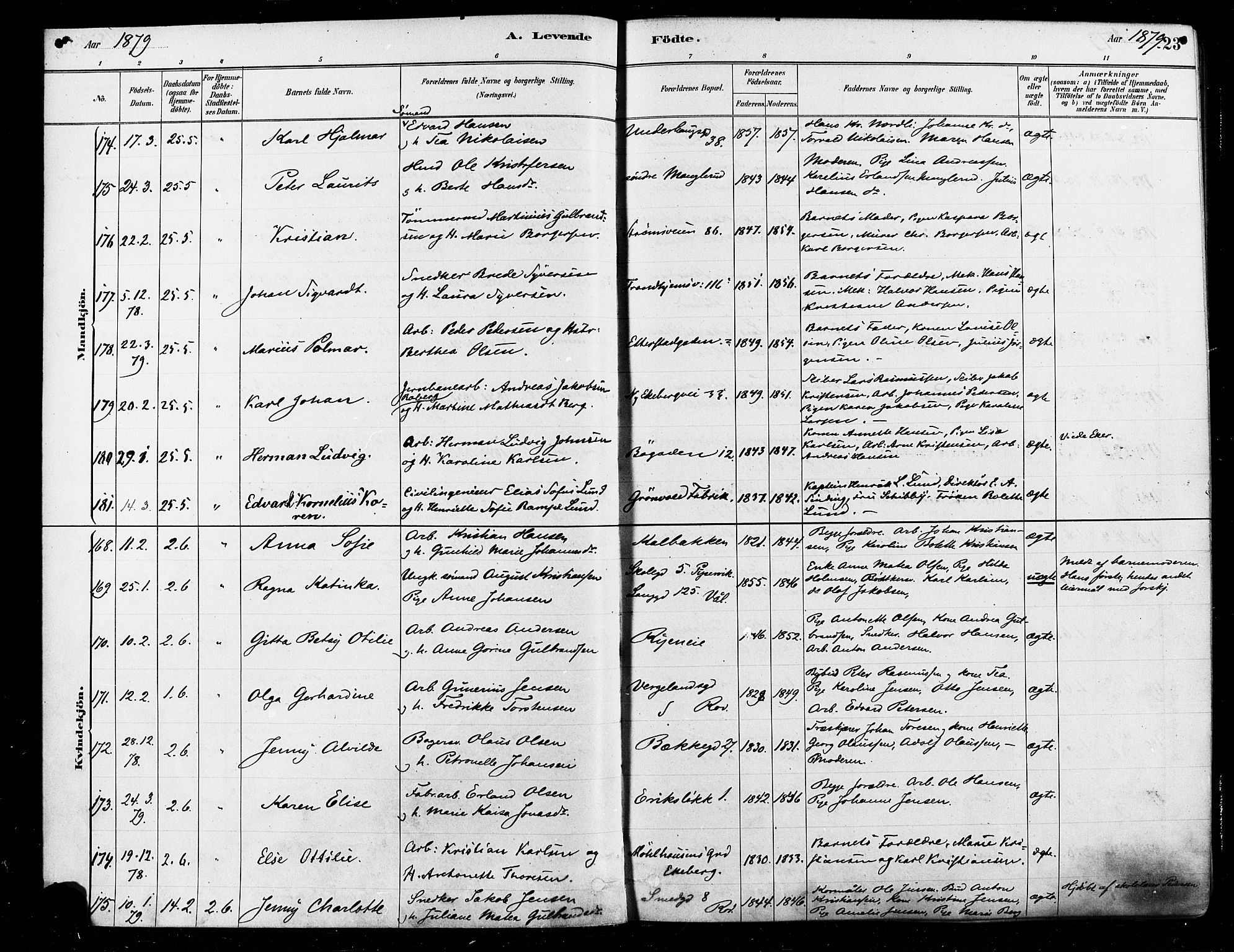 Østre Aker prestekontor Kirkebøker, SAO/A-10840/F/Fa/L0006: Parish register (official) no. I 5, 1879-1882, p. 23
