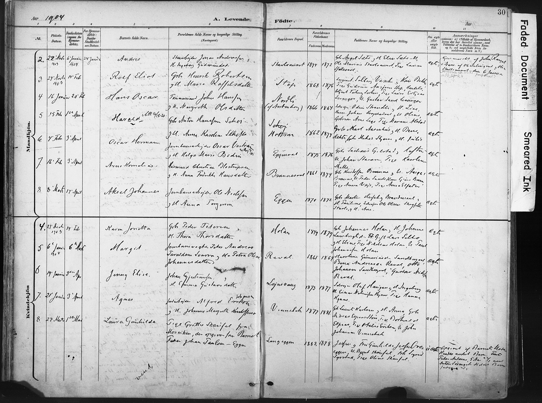 Ministerialprotokoller, klokkerbøker og fødselsregistre - Nord-Trøndelag, SAT/A-1458/717/L0162: Parish register (official) no. 717A12, 1898-1923, p. 30