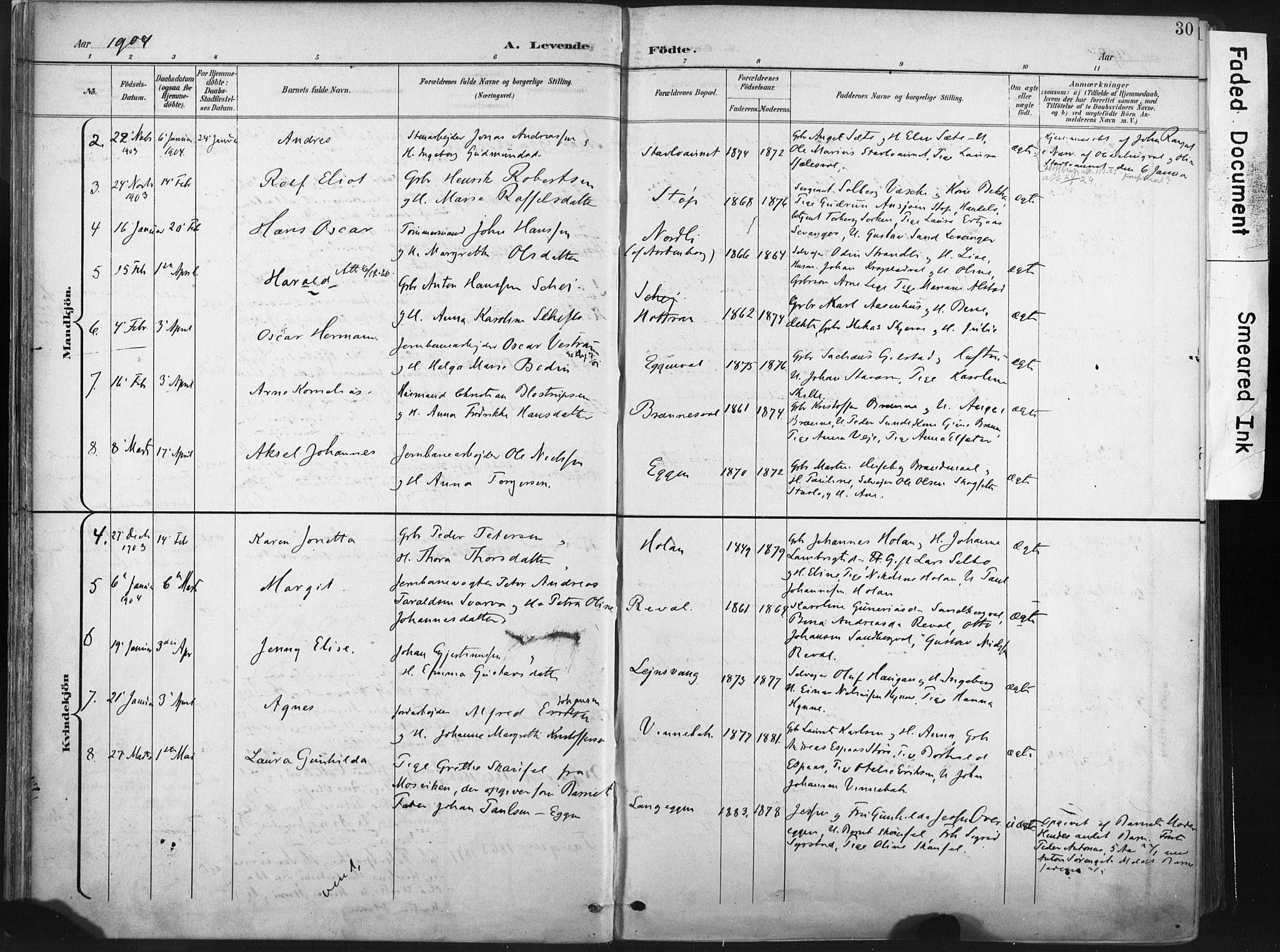 Ministerialprotokoller, klokkerbøker og fødselsregistre - Nord-Trøndelag, AV/SAT-A-1458/717/L0162: Parish register (official) no. 717A12, 1898-1923, p. 30