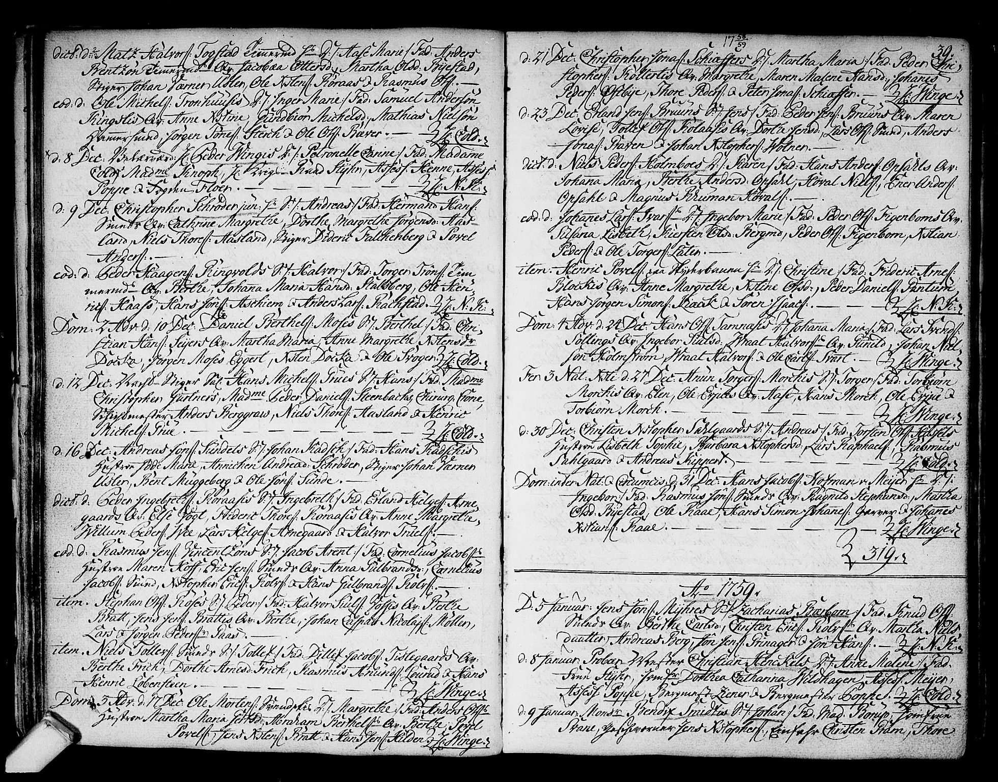 Kongsberg kirkebøker, SAKO/A-22/F/Fa/L0004: Parish register (official) no. I 4, 1756-1768, p. 39