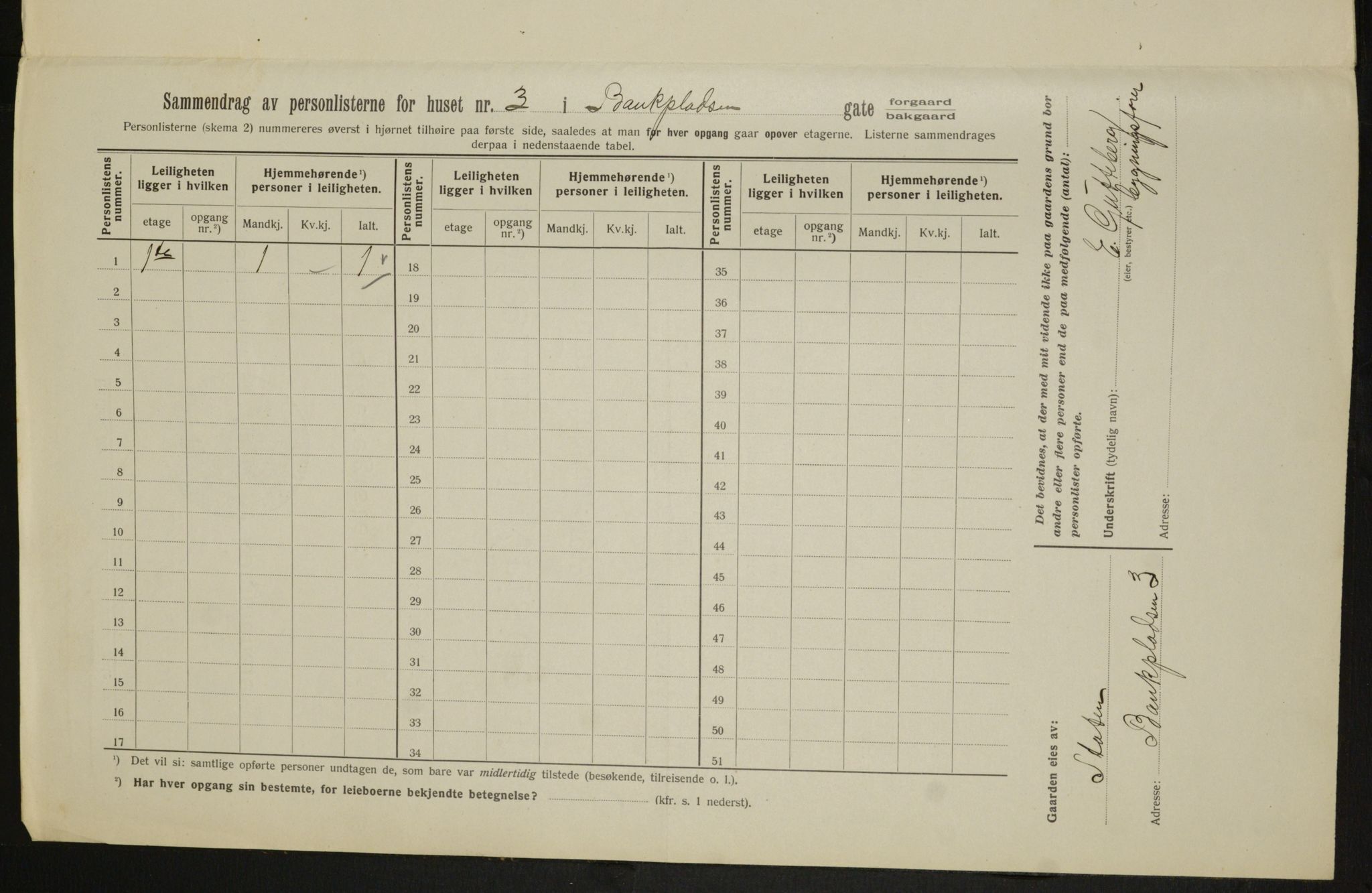 OBA, Municipal Census 1913 for Kristiania, 1913, p. 68276