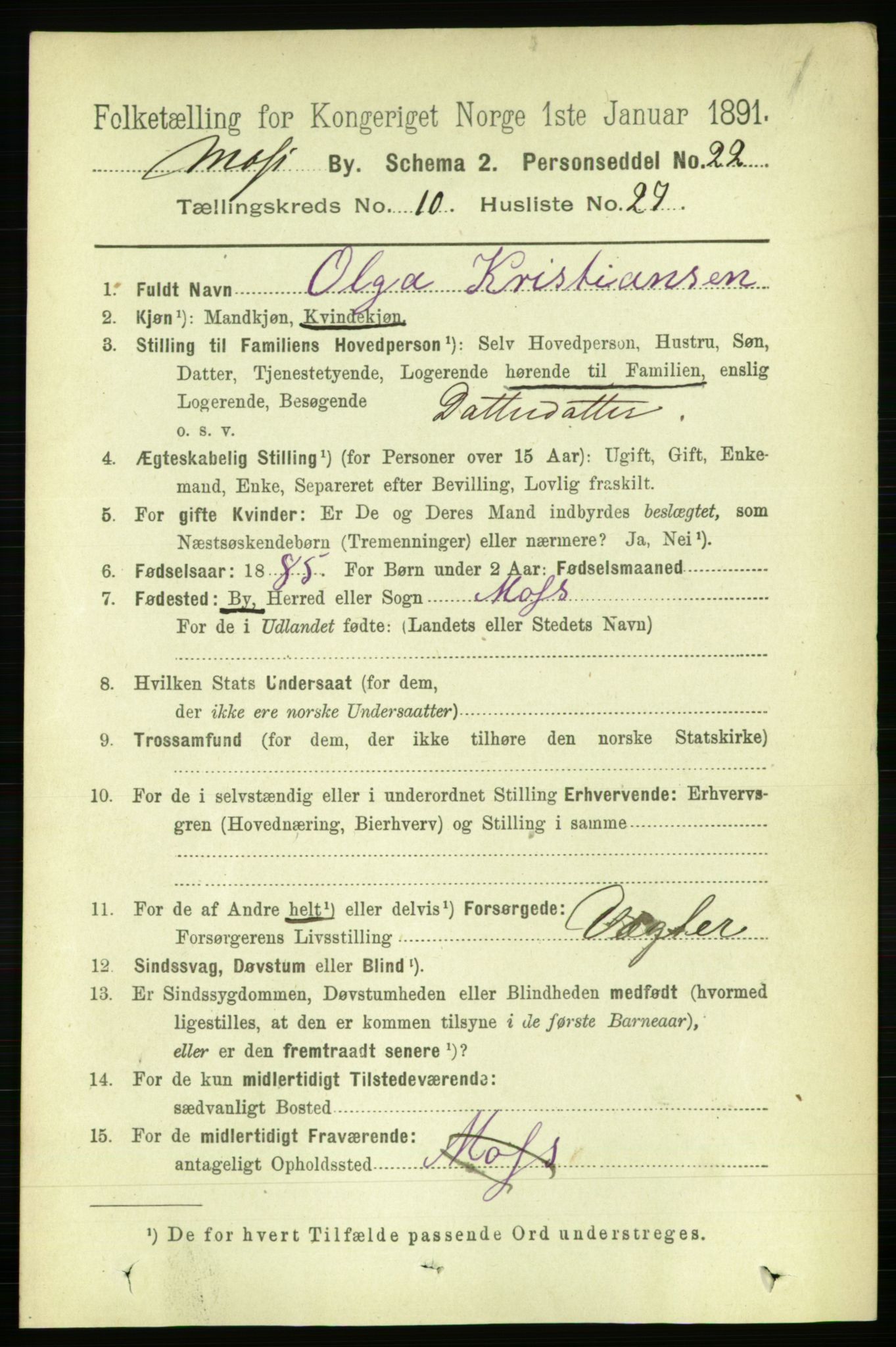 RA, 1891 census for 0104 Moss, 1891, p. 6011