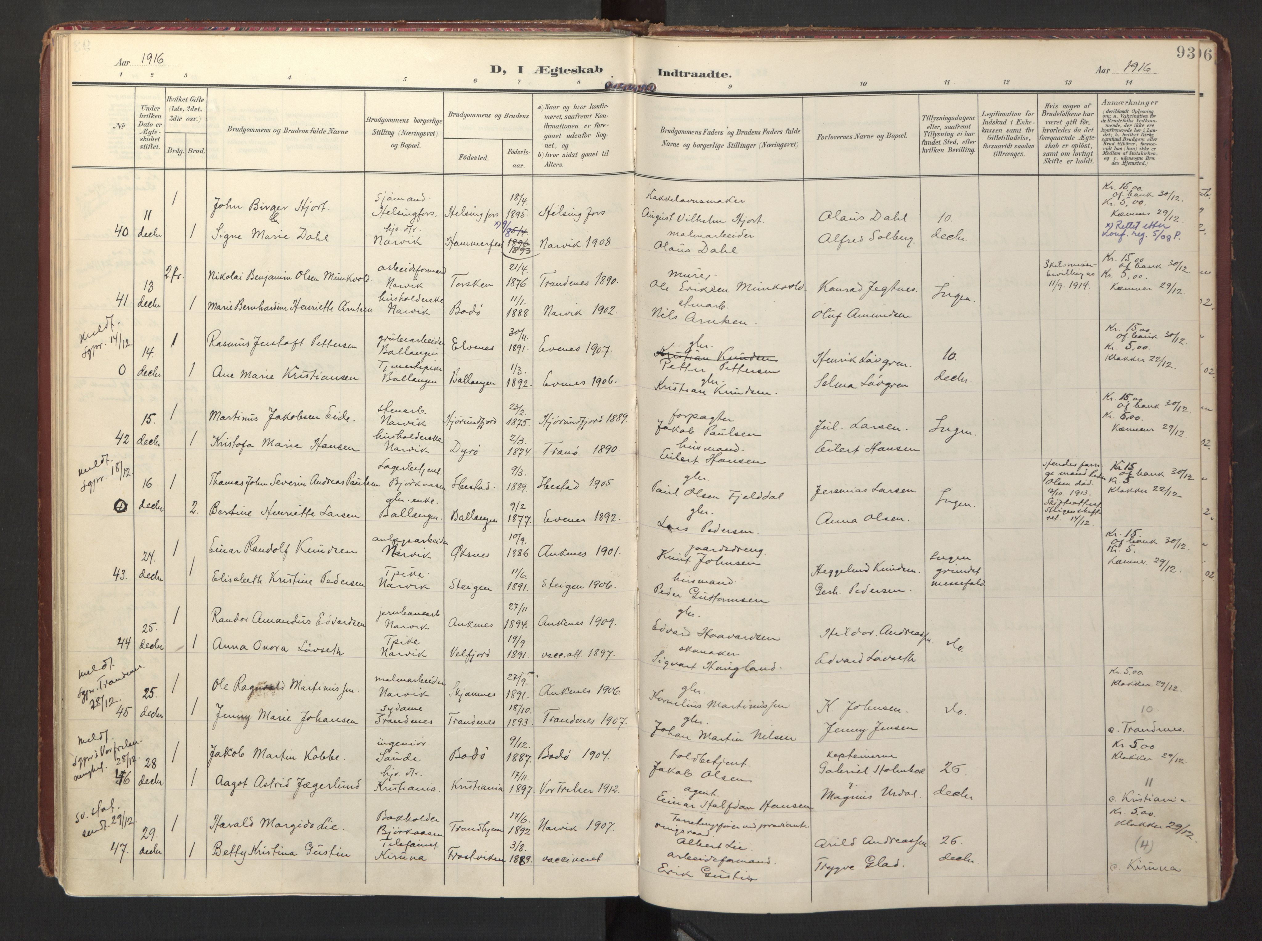 Ministerialprotokoller, klokkerbøker og fødselsregistre - Nordland, SAT/A-1459/871/L0999: Parish register (official) no. 871A15, 1902-1917, p. 93