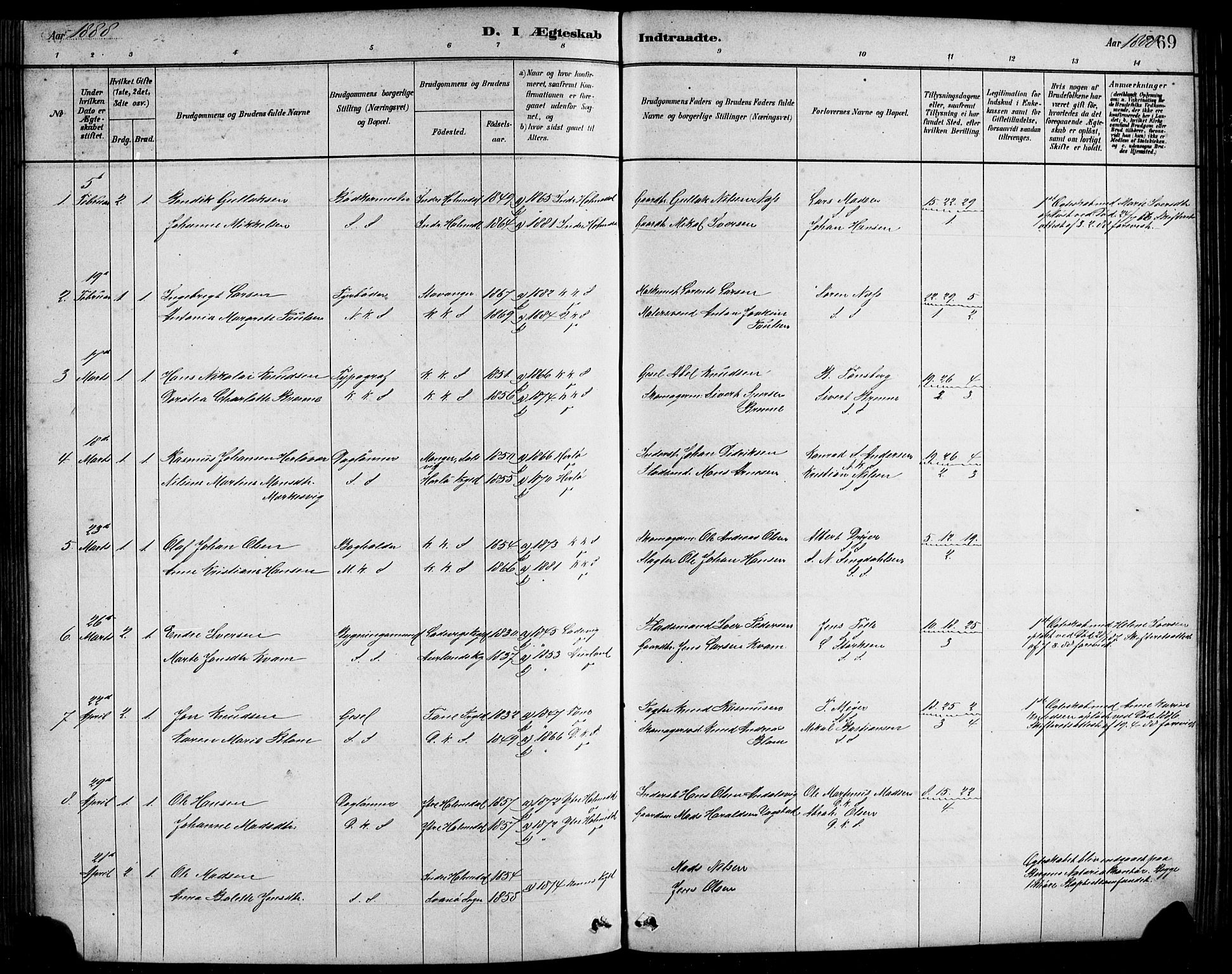 Sandviken Sokneprestembete, SAB/A-77601/H/Hb/L0001: Parish register (copy) no. A 2, 1879-1892, p. 369