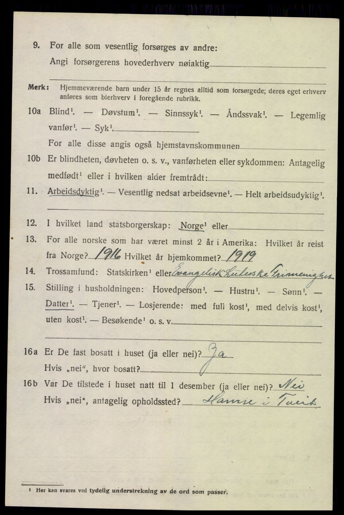 SAK, 1920 census for Tveit, 1920, p. 3187