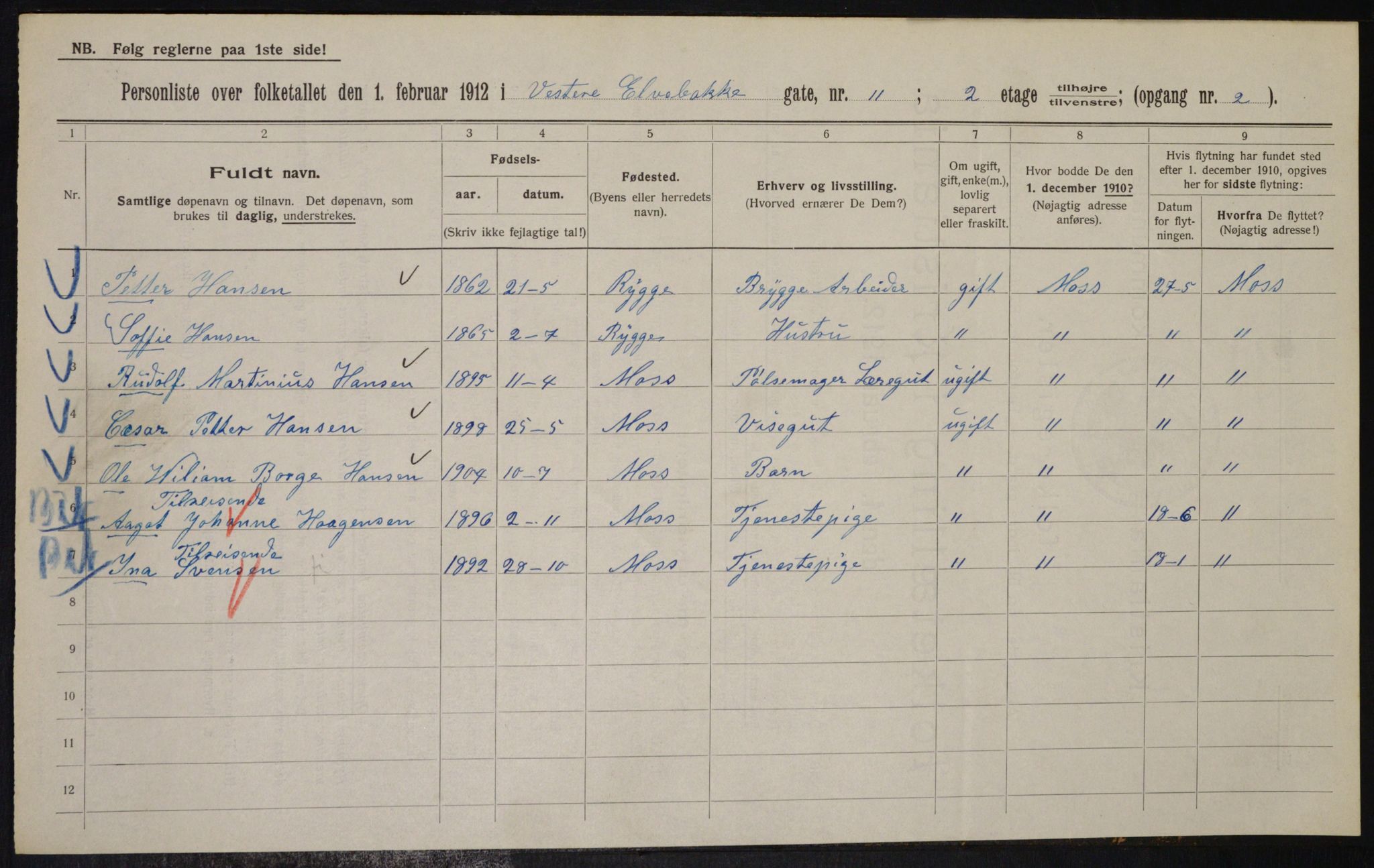 OBA, Municipal Census 1912 for Kristiania, 1912, p. 122443