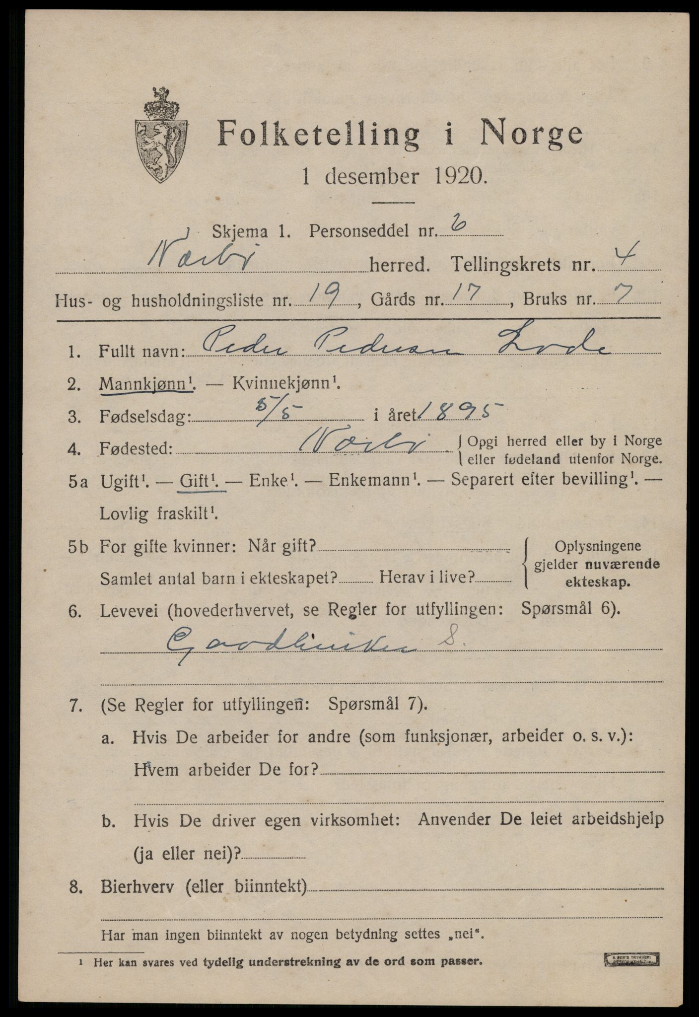 SAST, 1920 census for Nærbø, 1920, p. 2887