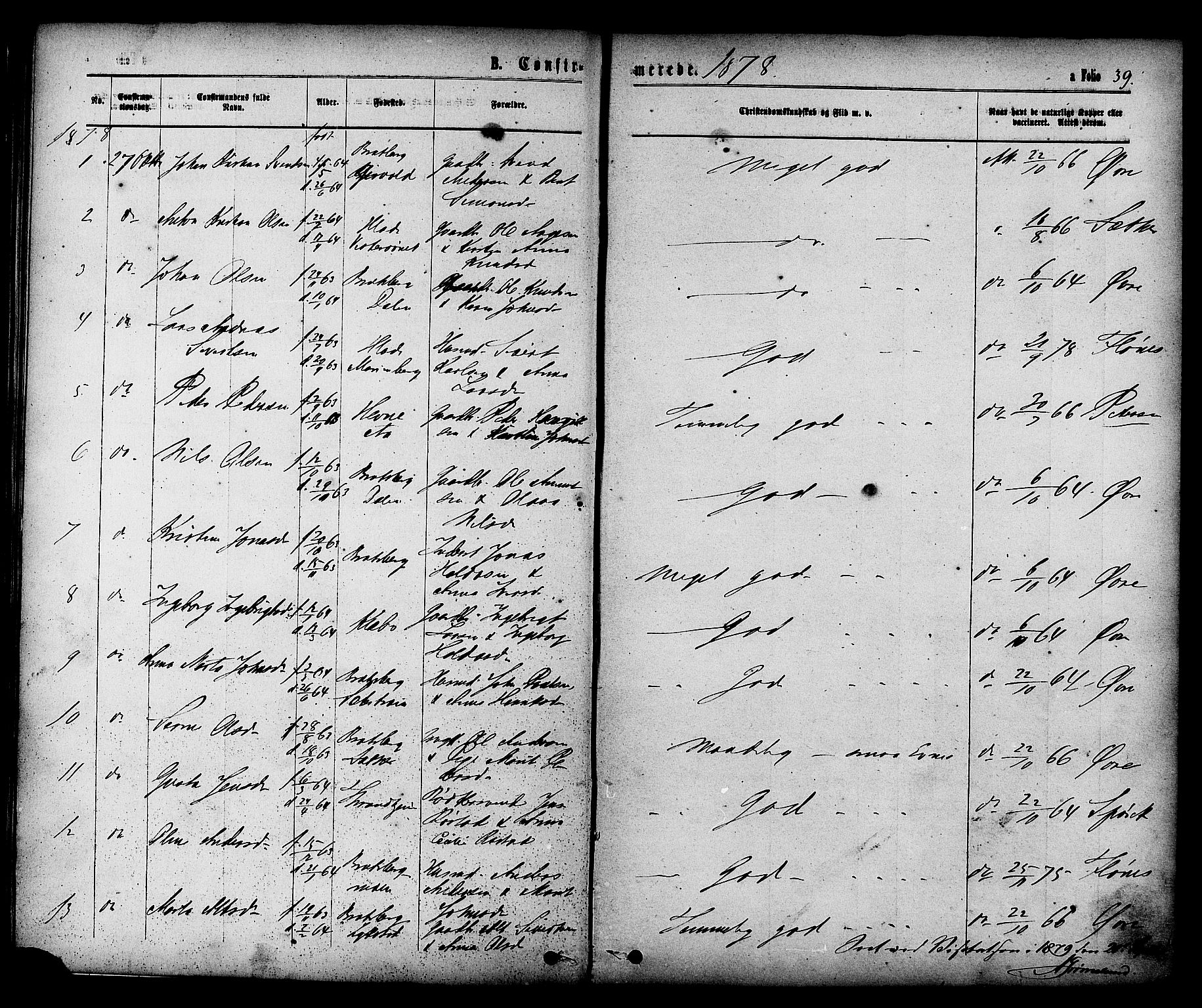 Ministerialprotokoller, klokkerbøker og fødselsregistre - Sør-Trøndelag, SAT/A-1456/608/L0334: Parish register (official) no. 608A03, 1877-1886, p. 39