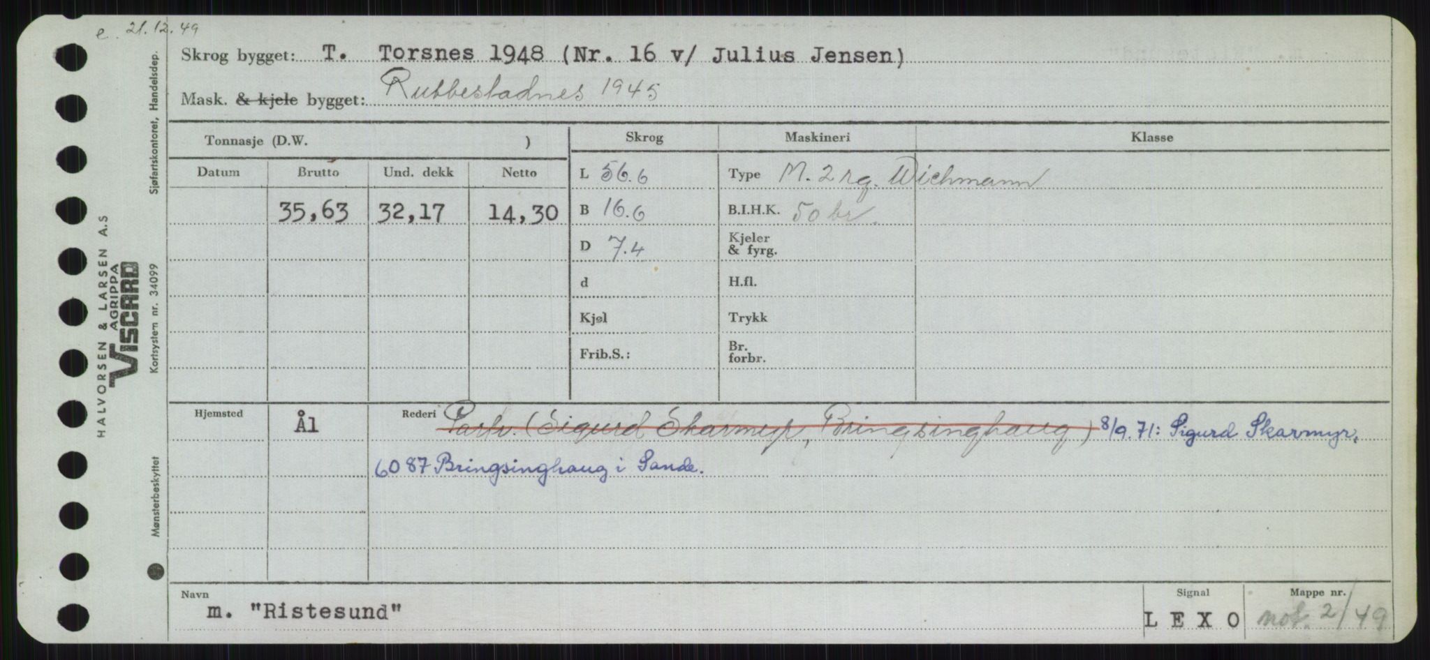 Sjøfartsdirektoratet med forløpere, Skipsmålingen, RA/S-1627/H/Ha/L0004/0002: Fartøy, Mas-R / Fartøy, Odin-R, p. 733