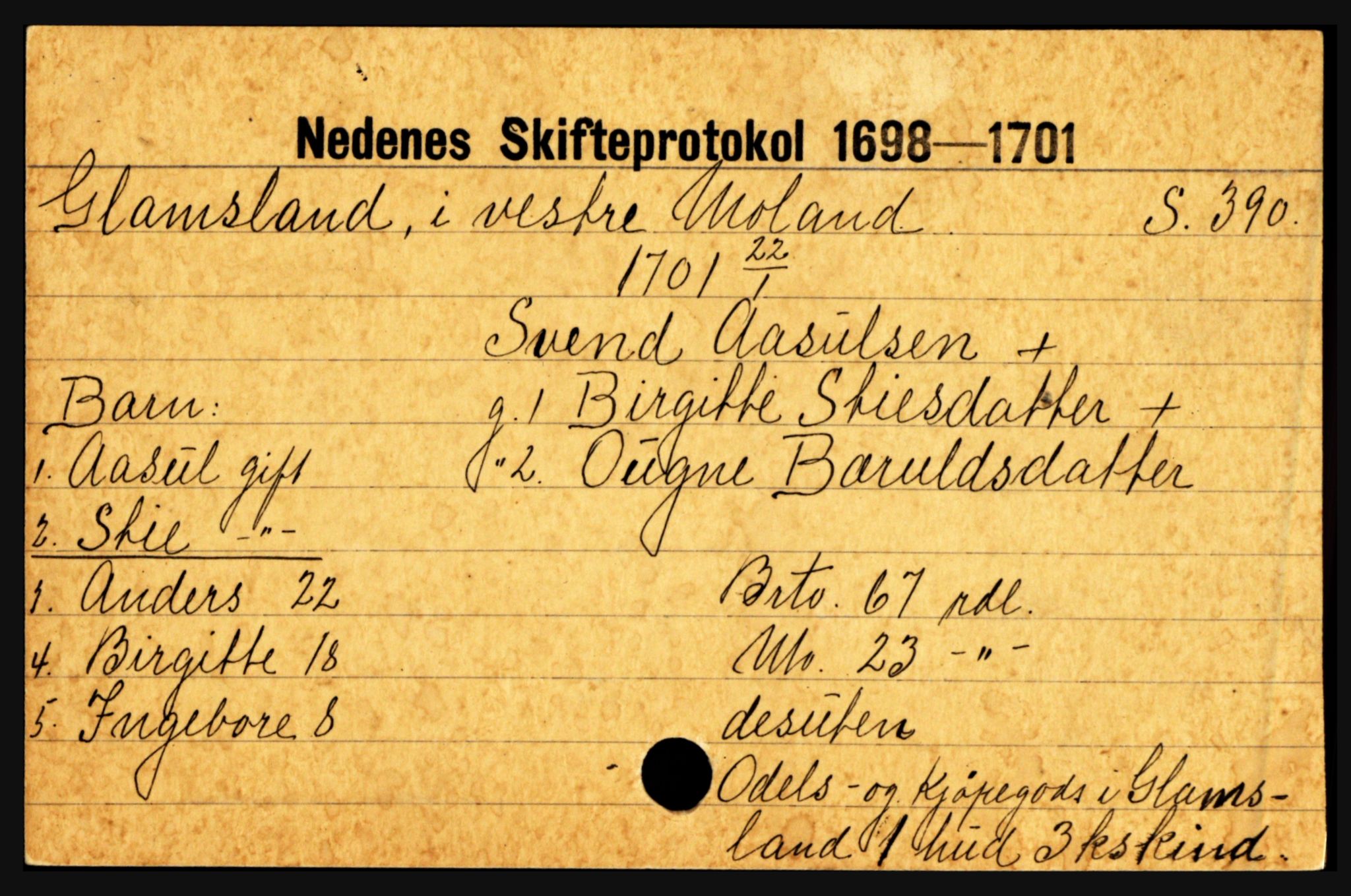 Nedenes sorenskriveri før 1824, AV/SAK-1221-0007/H, p. 9423