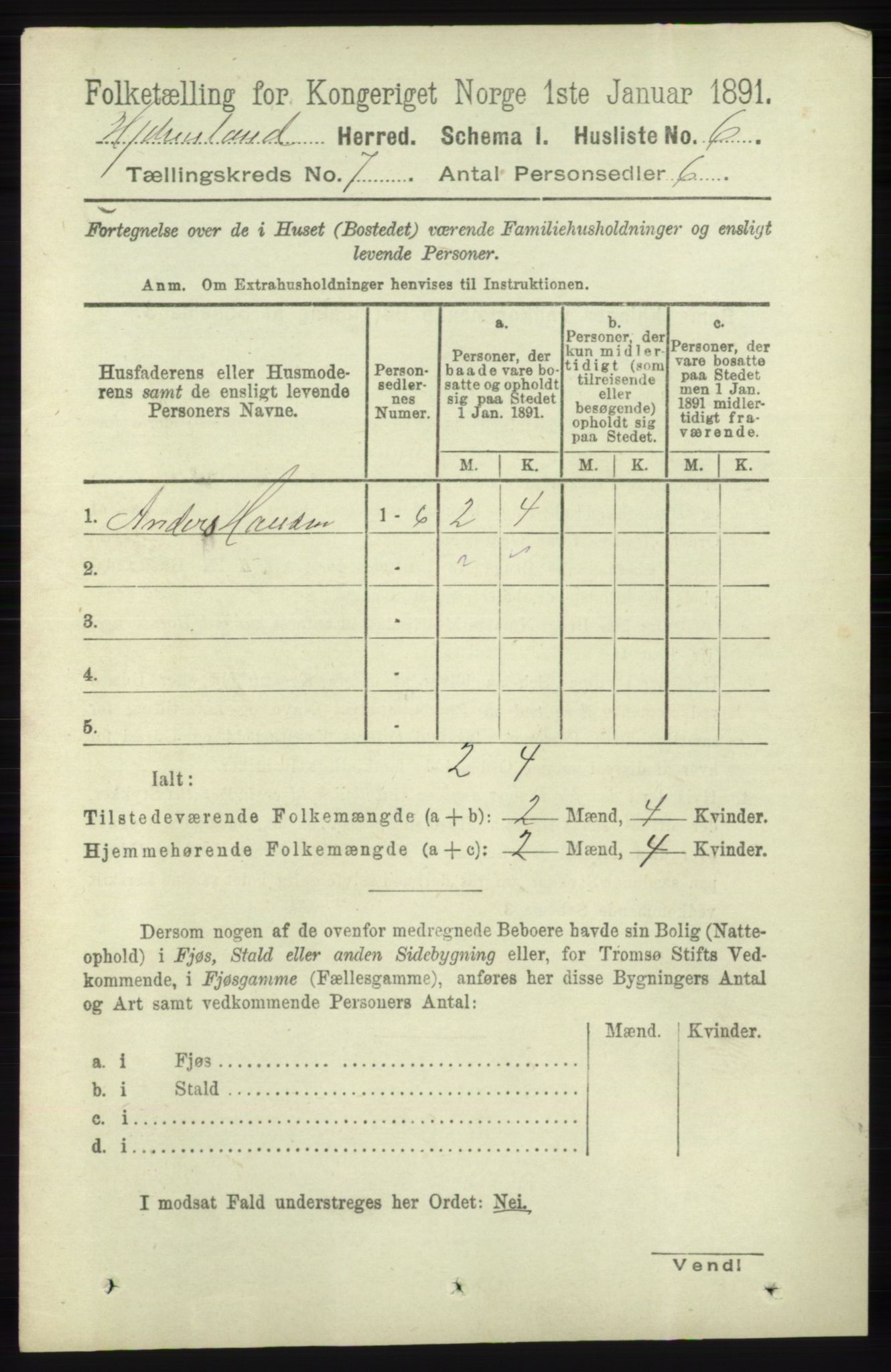 RA, 1891 census for 1133 Hjelmeland, 1891, p. 1870